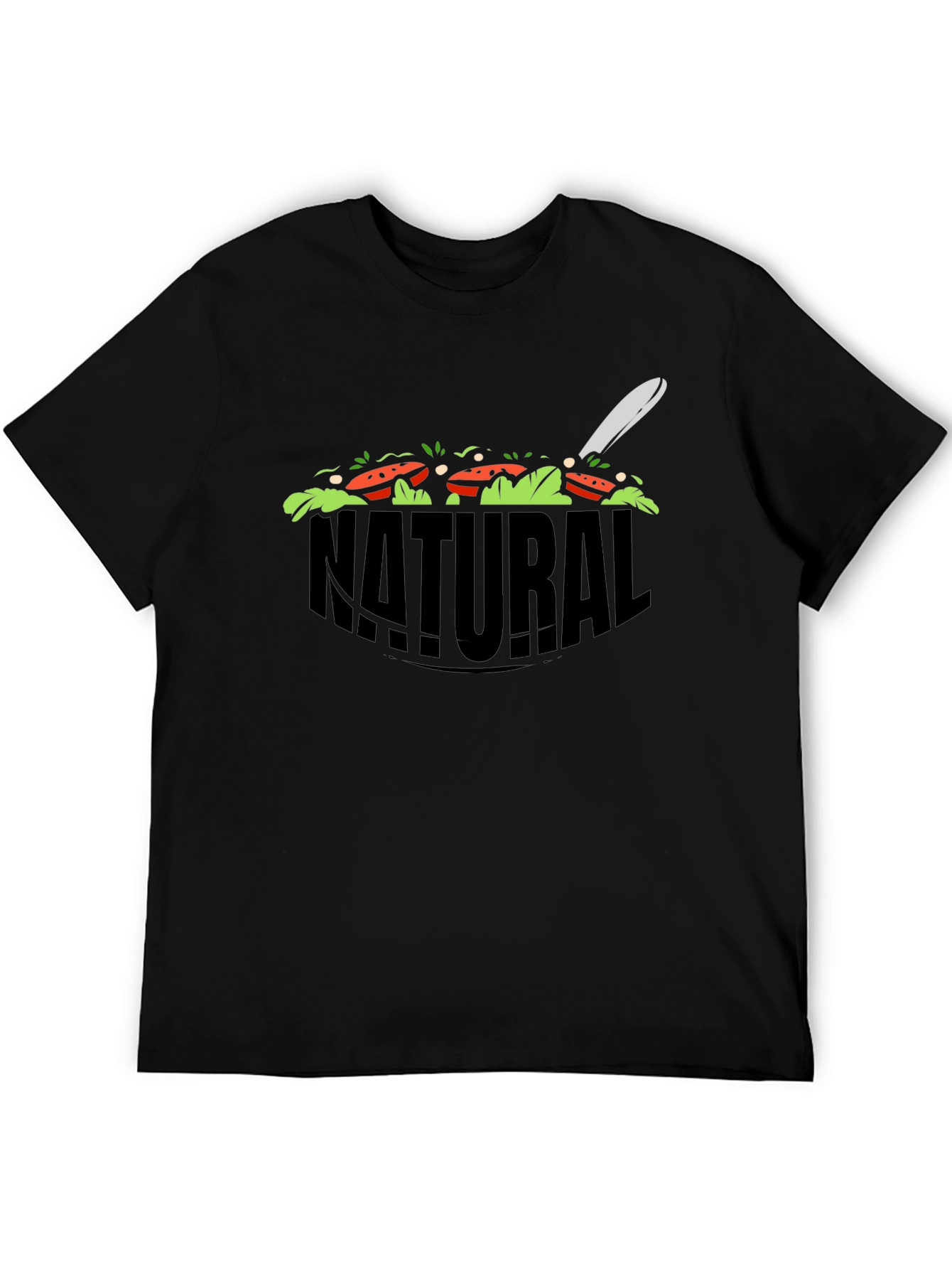 Natural Salad Graphic Tee - Black Cotton T-Shirt