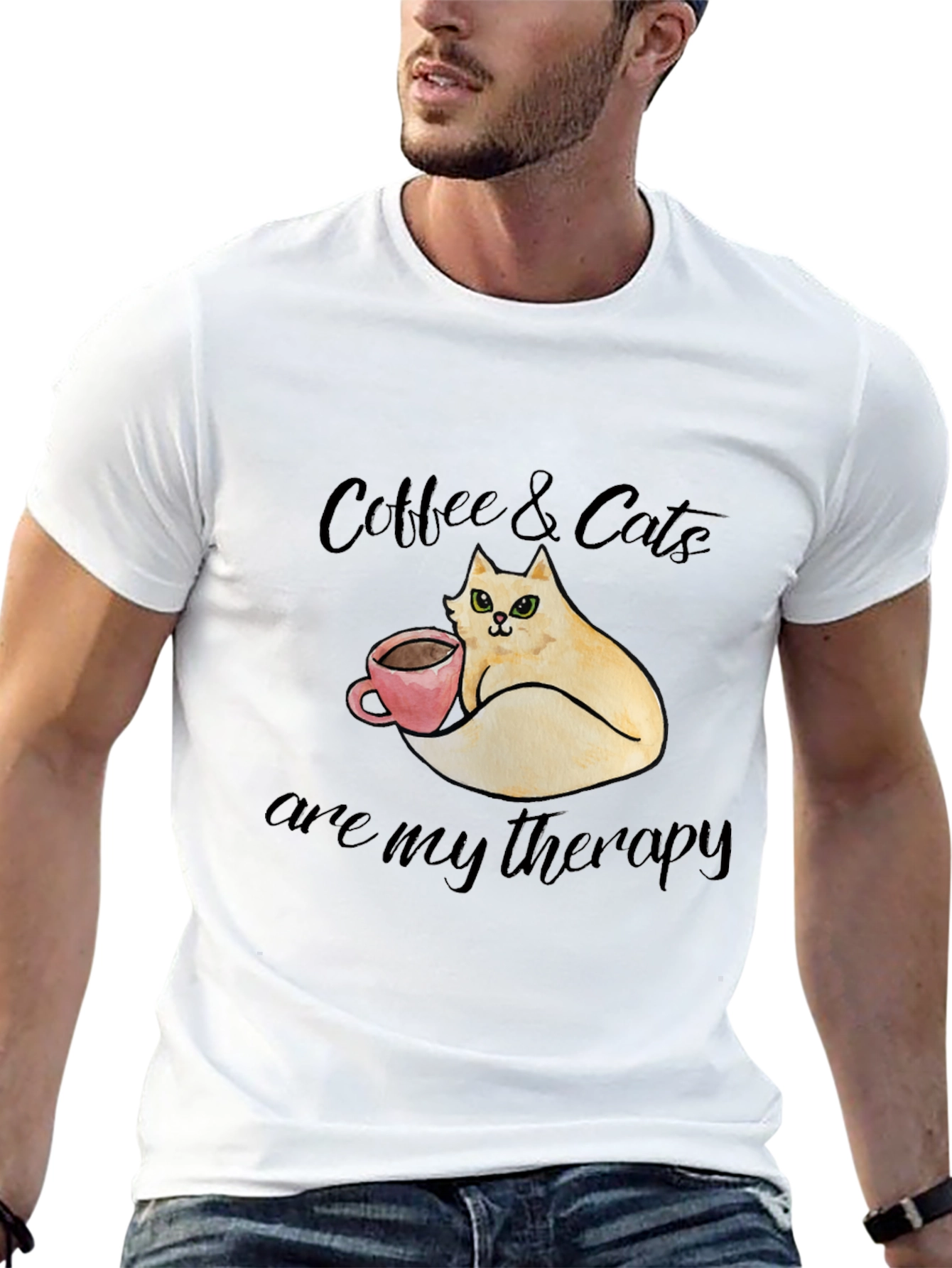 Coffee & Cats Therapy T-Shirt