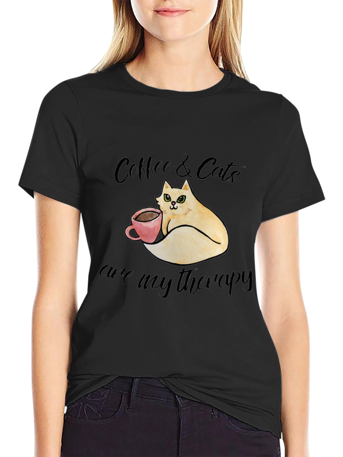 Coffee & Cats Therapy T-Shirt