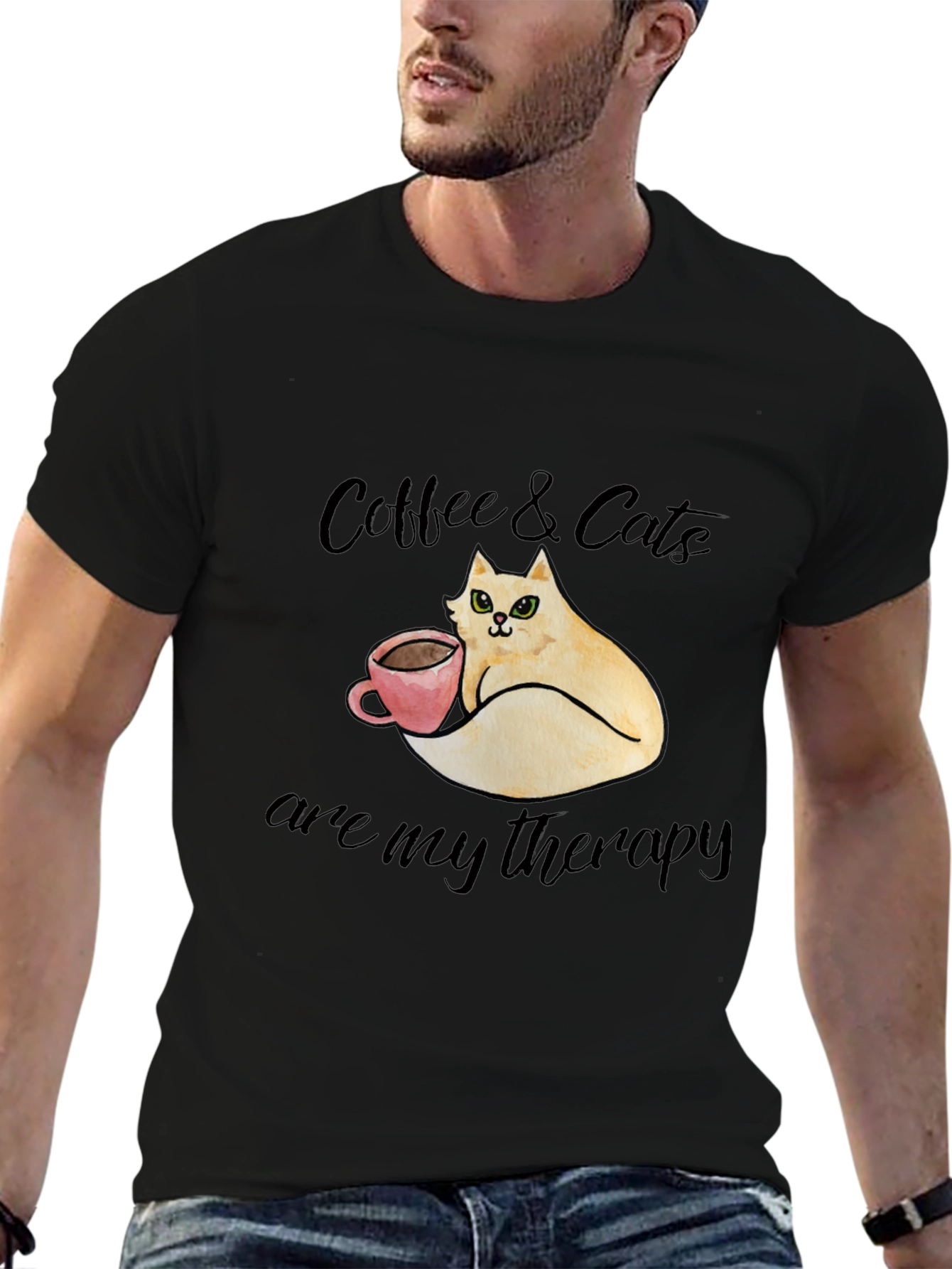 Coffee & Cats Therapy T-Shirt