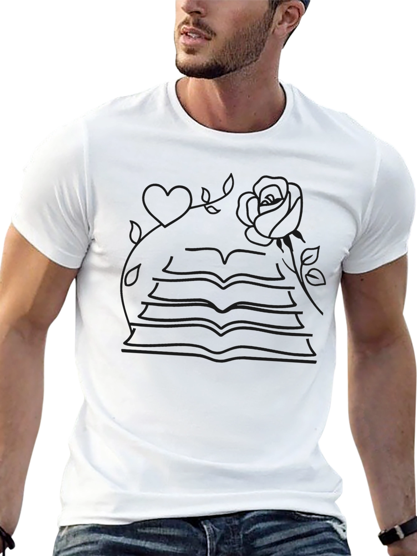 Dark Academia Book Rose Heart Graphic T-Shirt