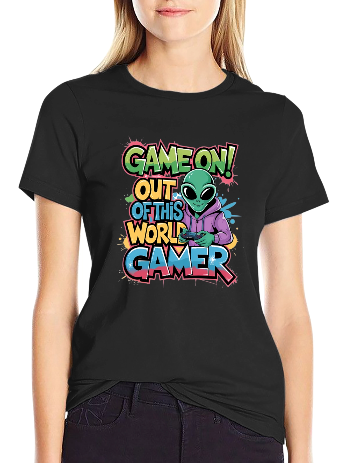Game On! Alien Gamer Graphic T-Shirt