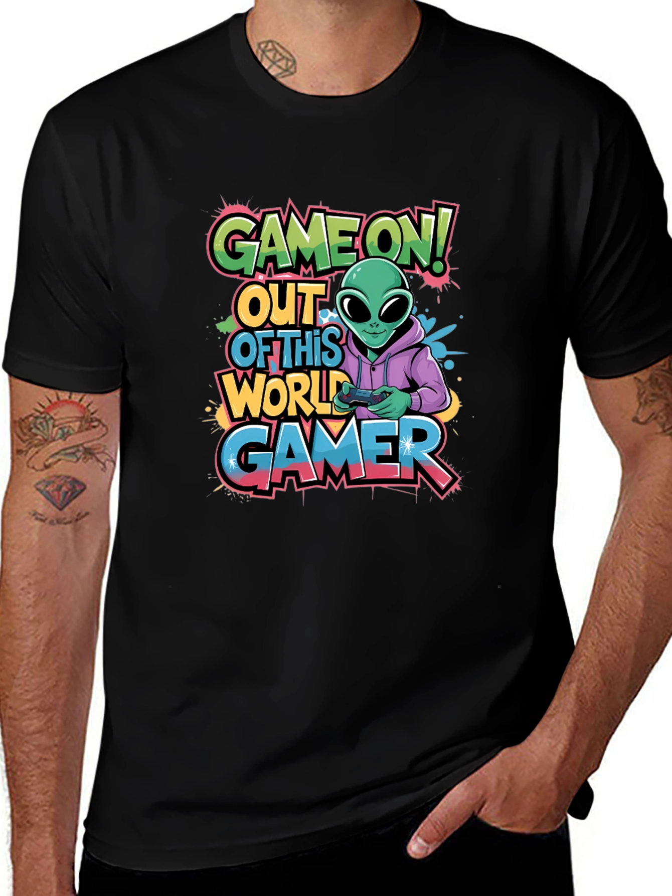 Game On! Alien Gamer Graphic T-Shirt