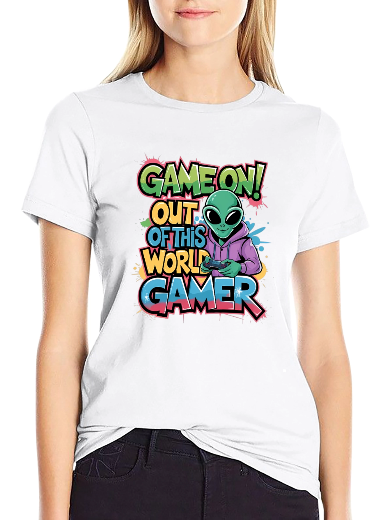 Game On! Alien Gamer Graphic T-Shirt