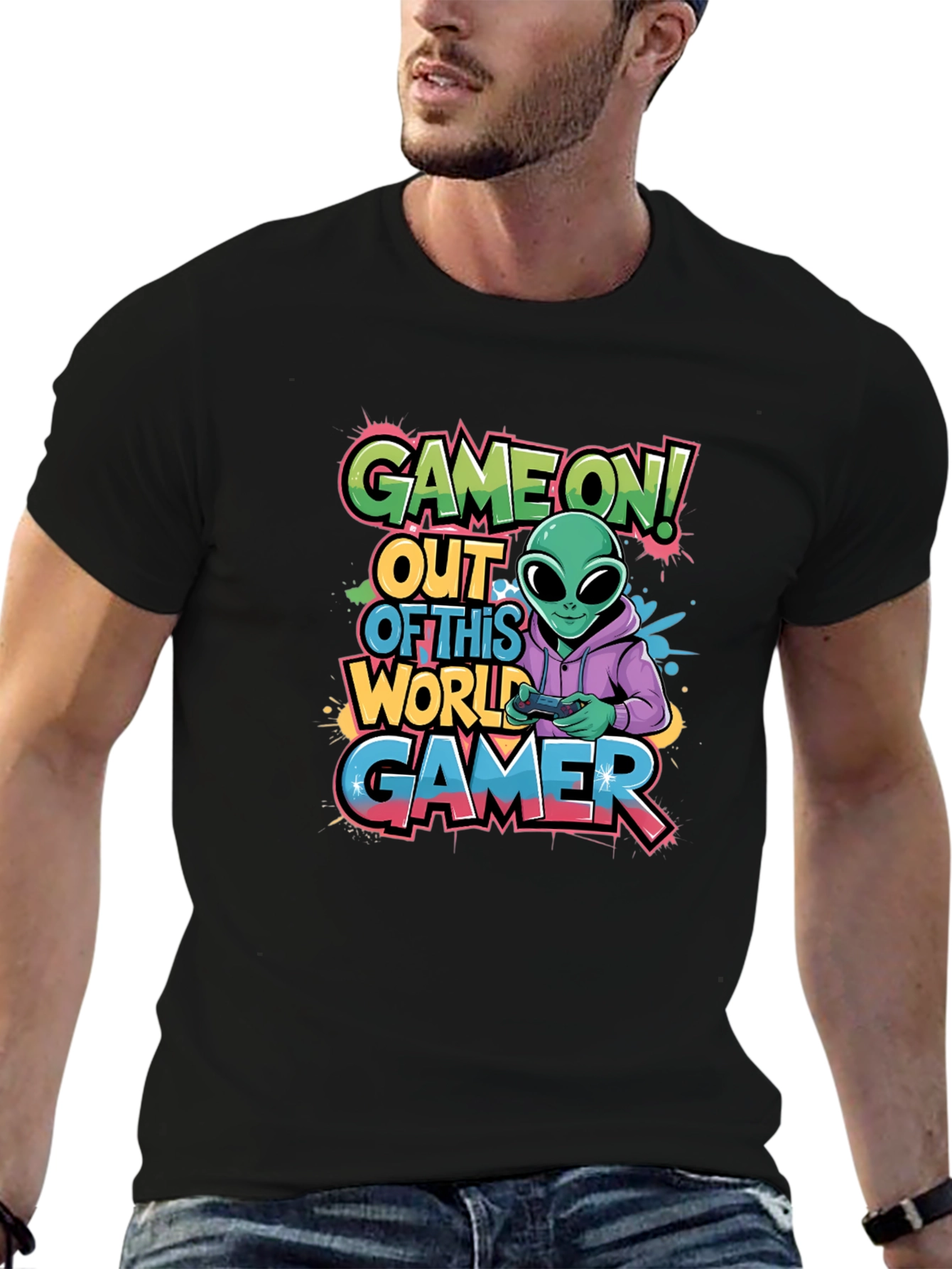 Game On! Alien Gamer Graphic T-Shirt