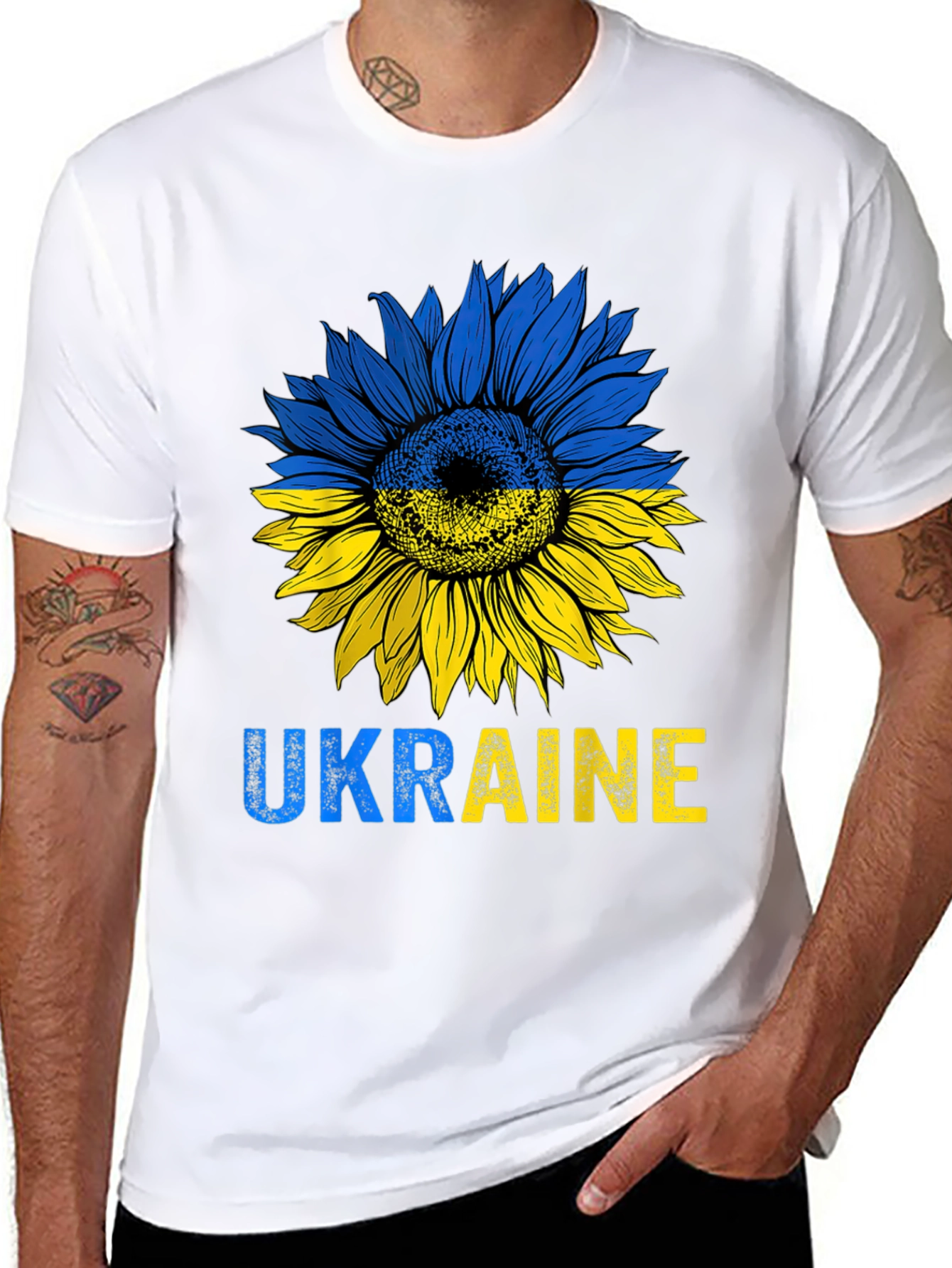Ukraine Sunflower Graphic Print Mens T-Shirt