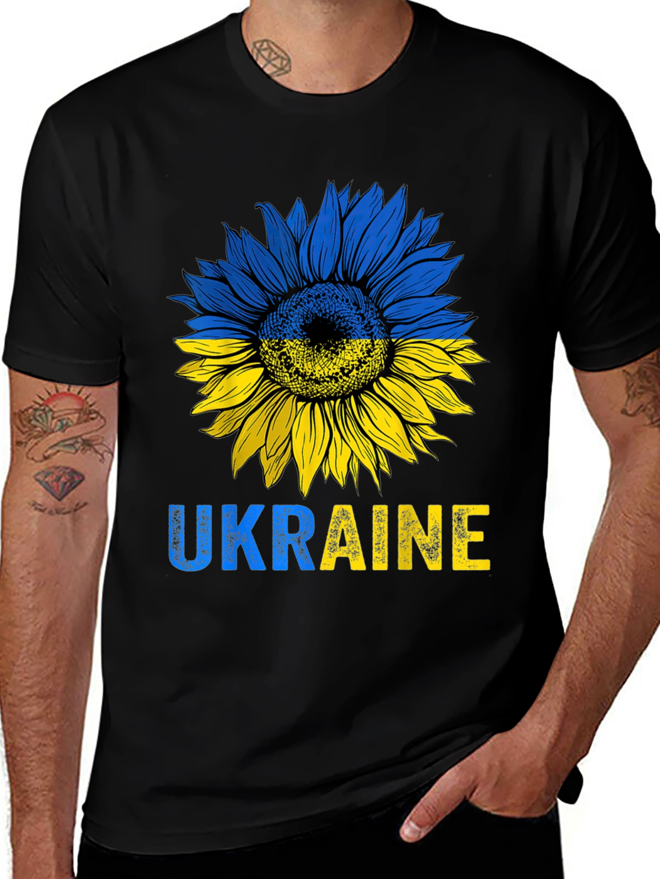 Ukraine Sunflower Graphic Print Mens T-Shirt