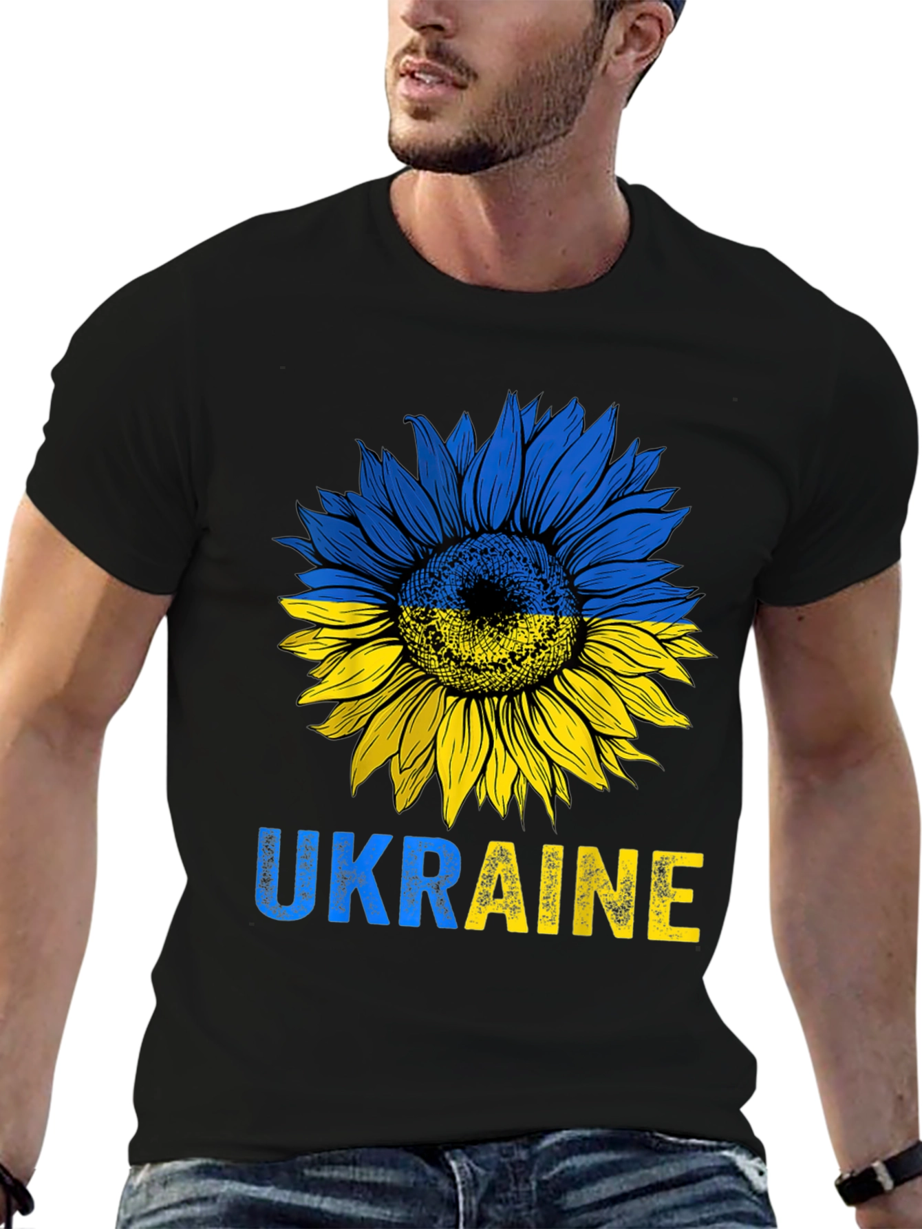 Ukraine Sunflower Graphic Print Mens T-Shirt