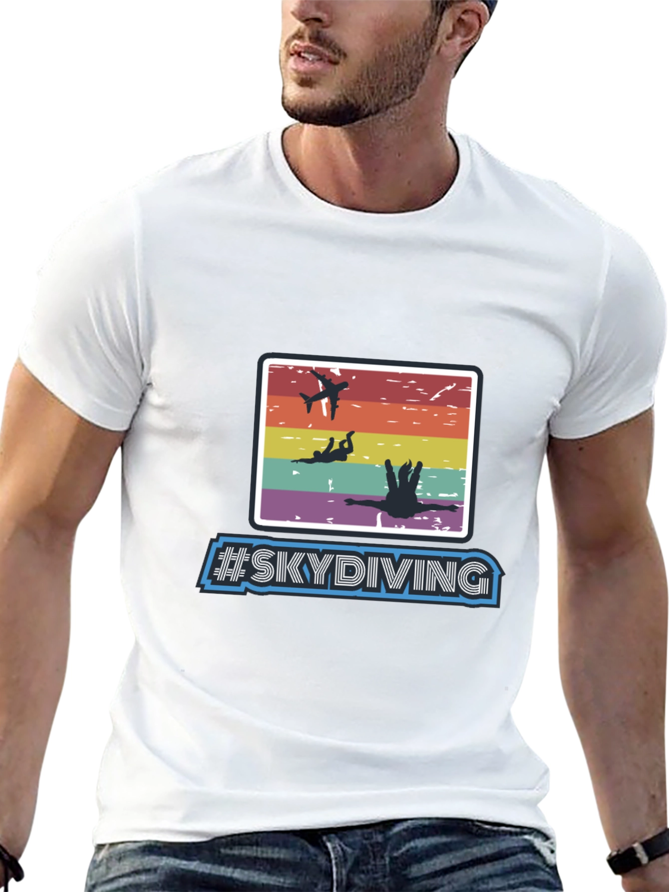Skydiving Graphic Print T-Shirt