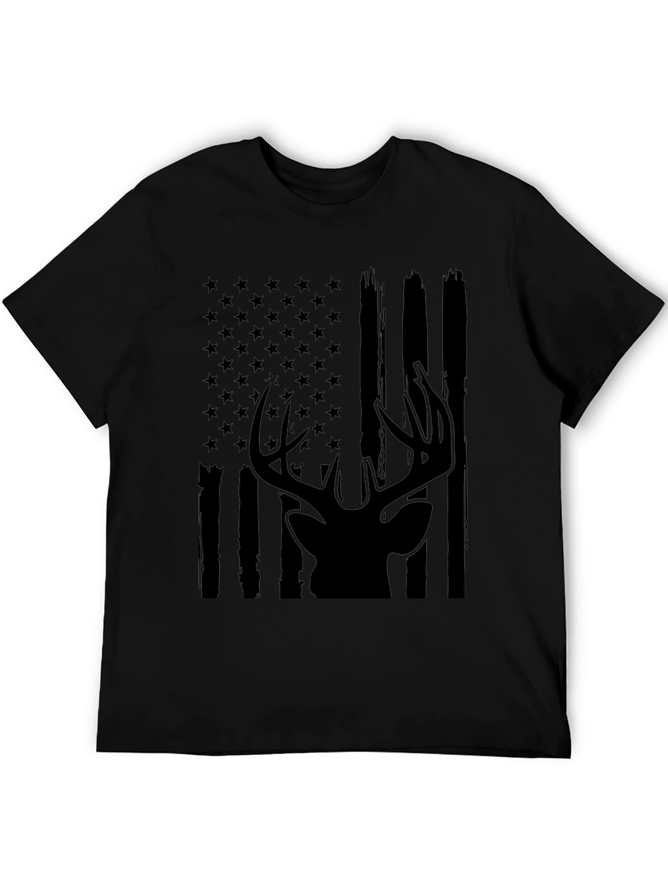 Mens American Flag Deer Graphic Tee