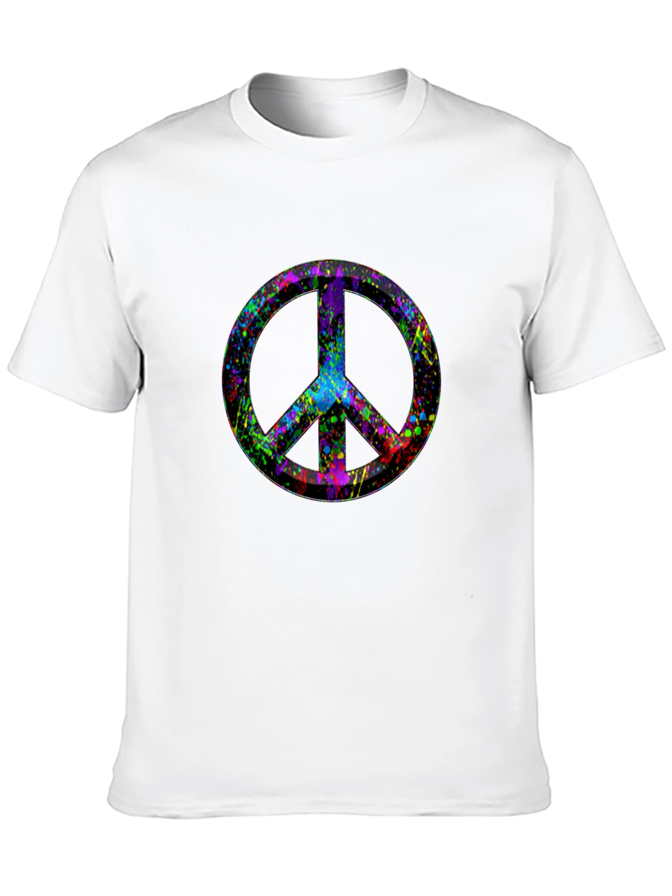 Peace Sign Splatter Print Black T-Shirt