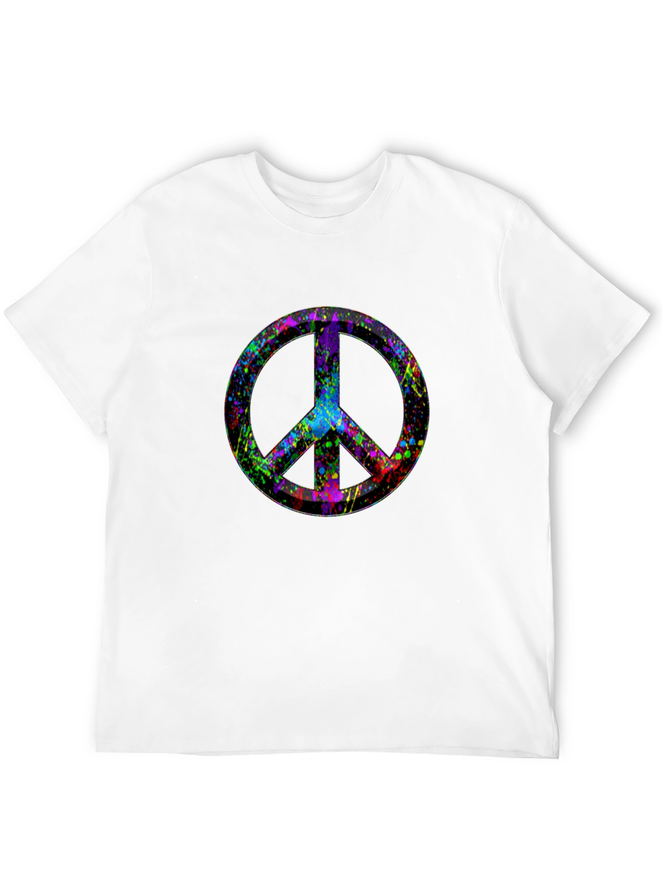 Peace Sign Splatter Print Black T-Shirt