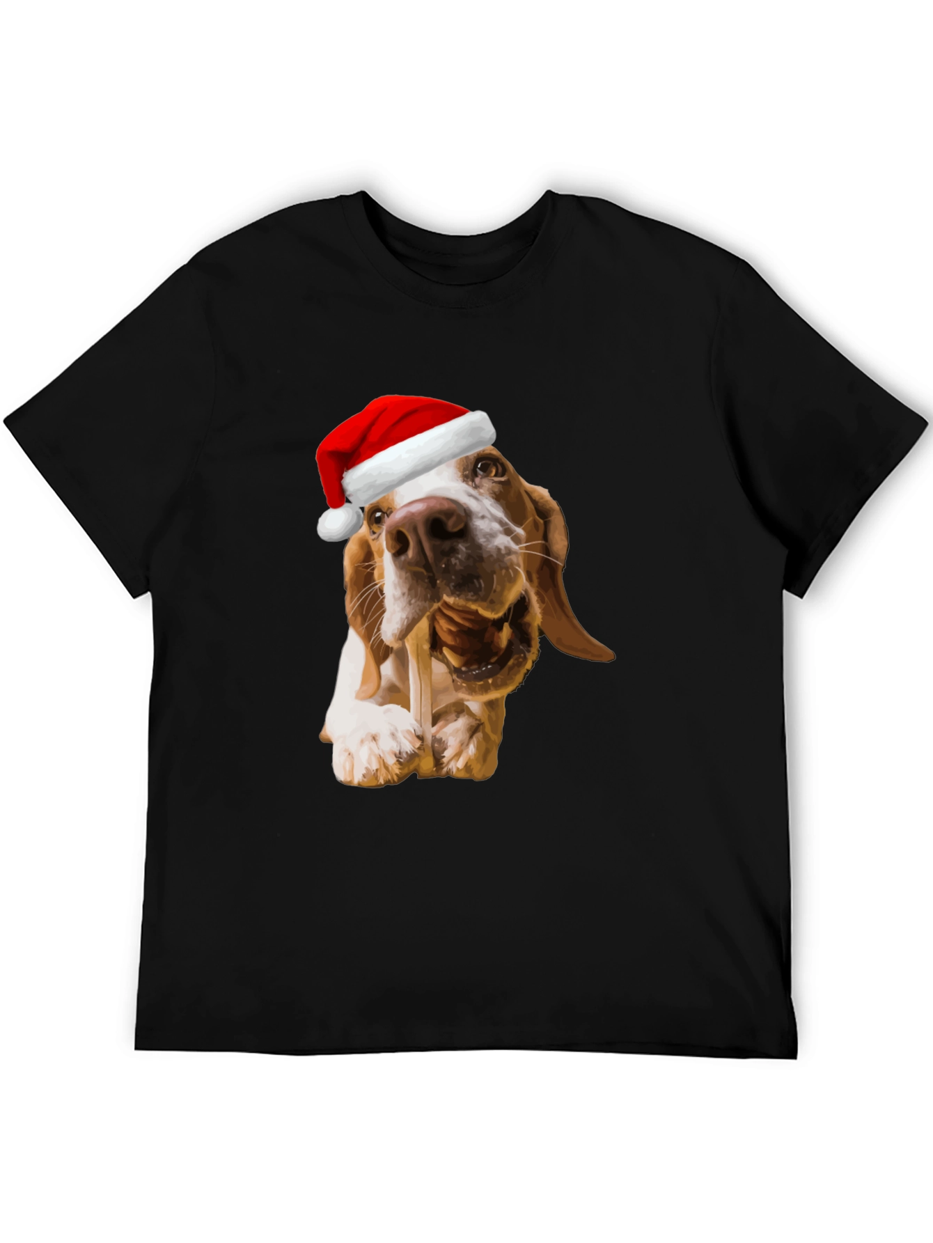 Dog with Santa Hat Graphic T-Shirt
