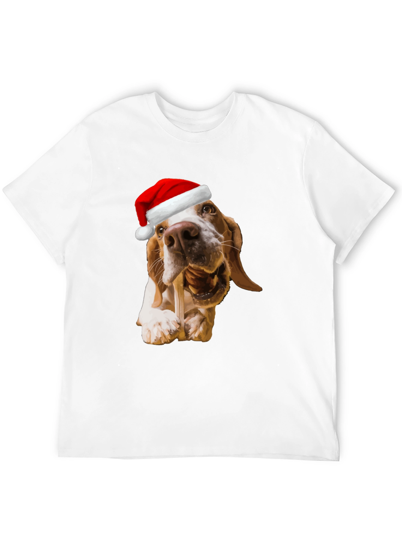 Dog with Santa Hat Graphic T-Shirt