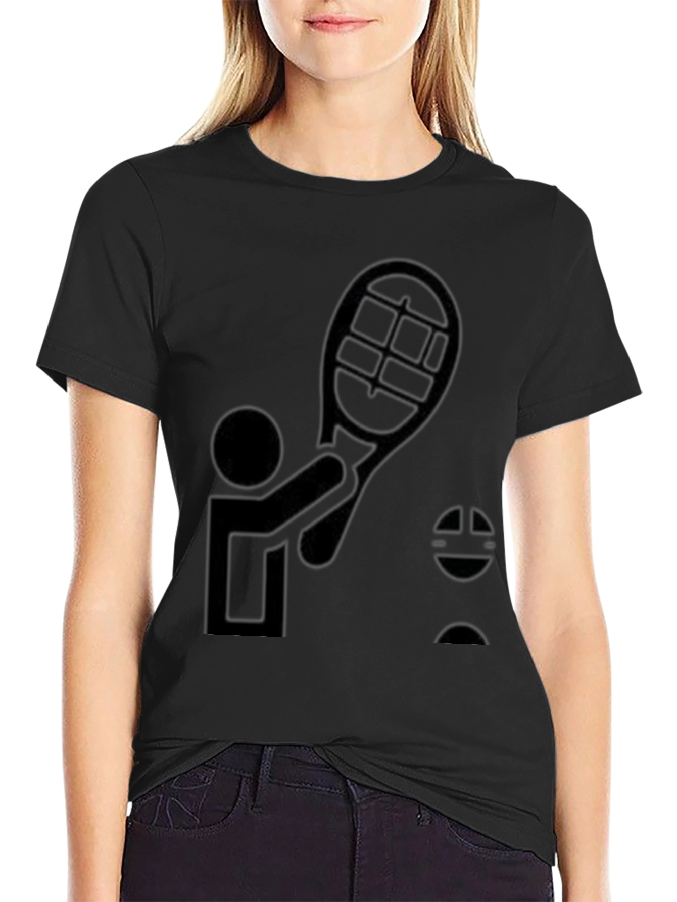 Tennis Player Graphic Tee - Black
