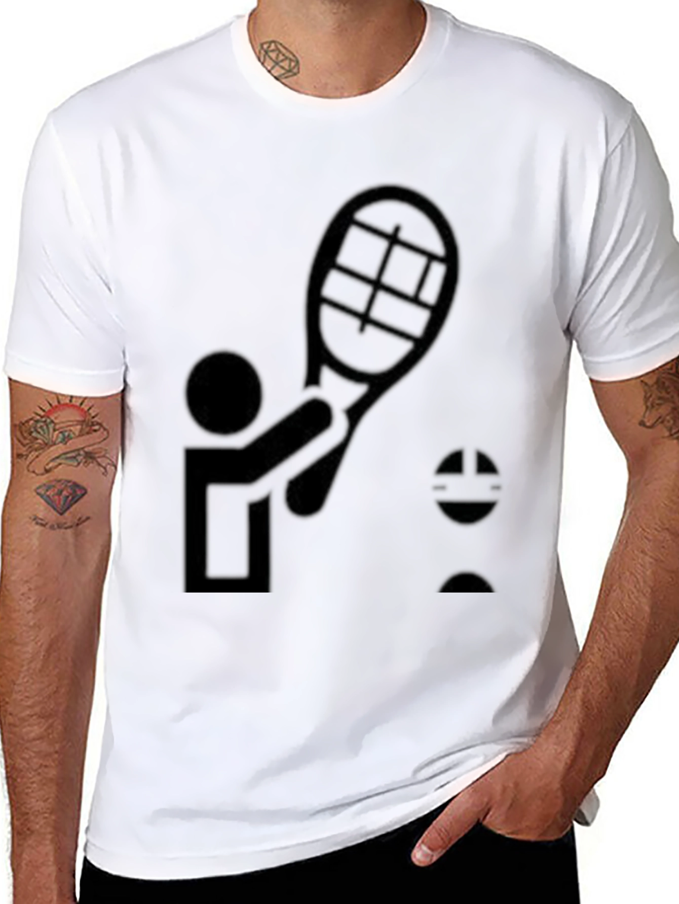 Tennis Player Graphic Tee - Black