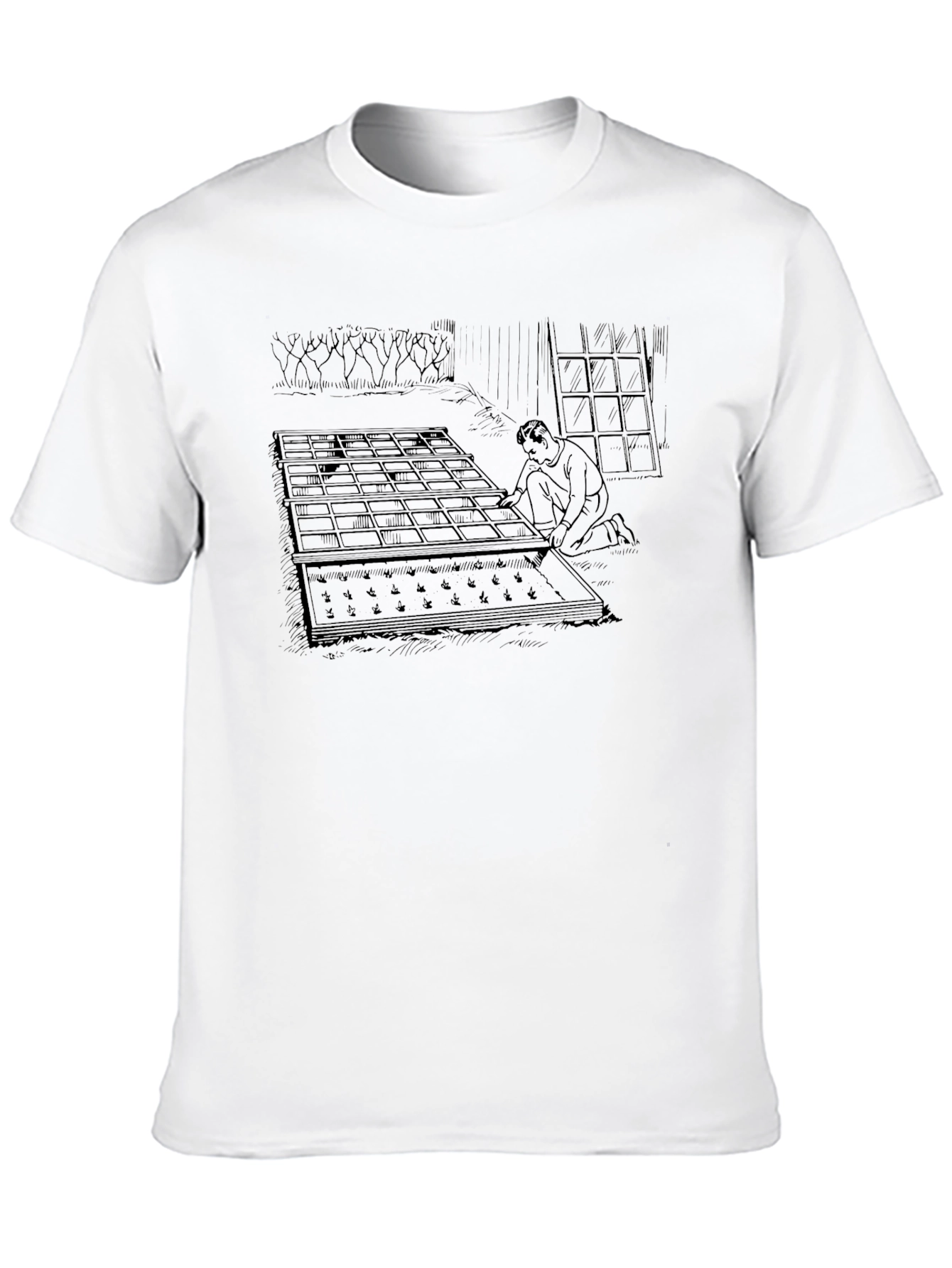 Mens Graphic Print Tee - Gardener Scene
