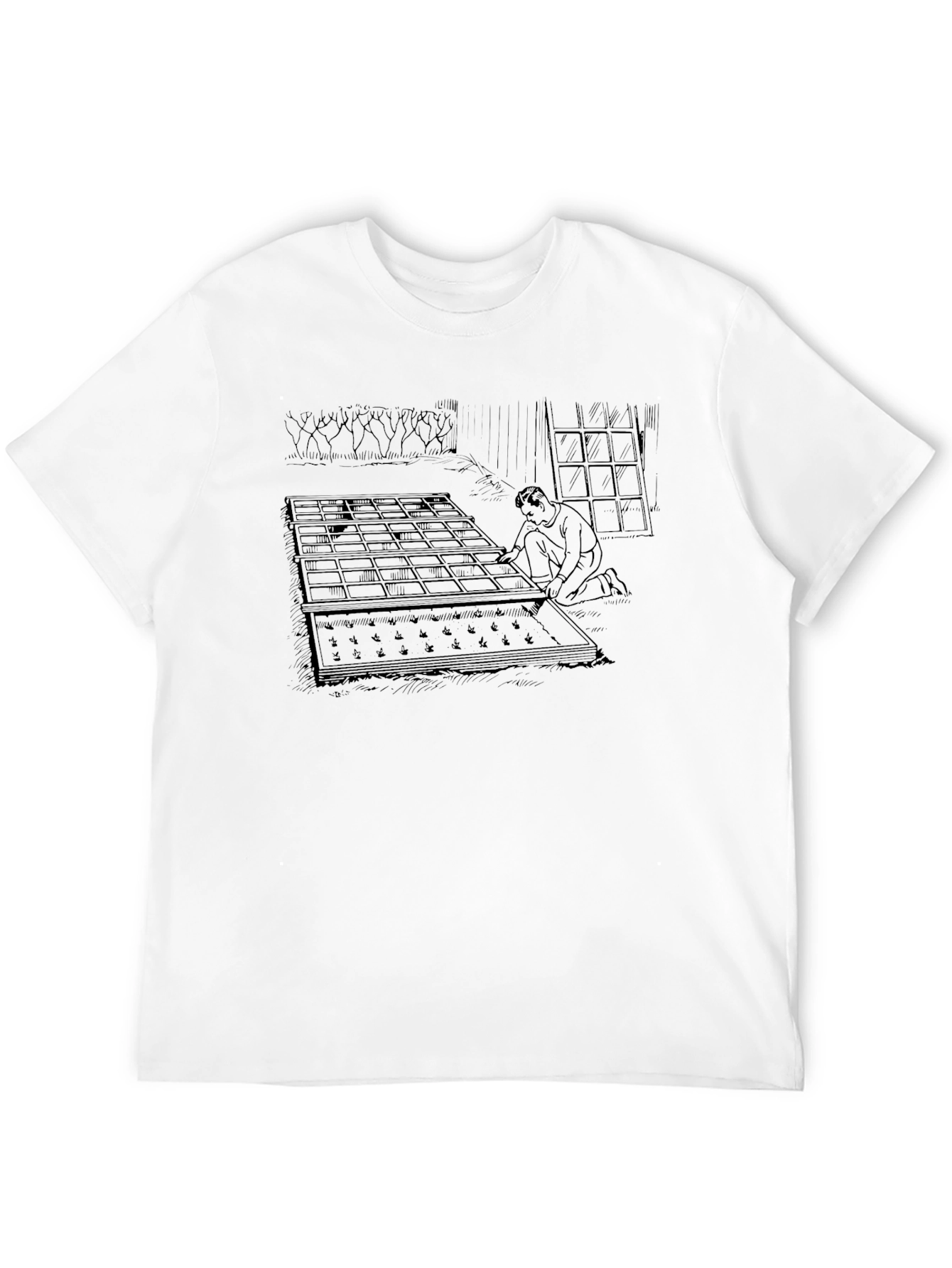 Mens Graphic Print Tee - Gardener Scene