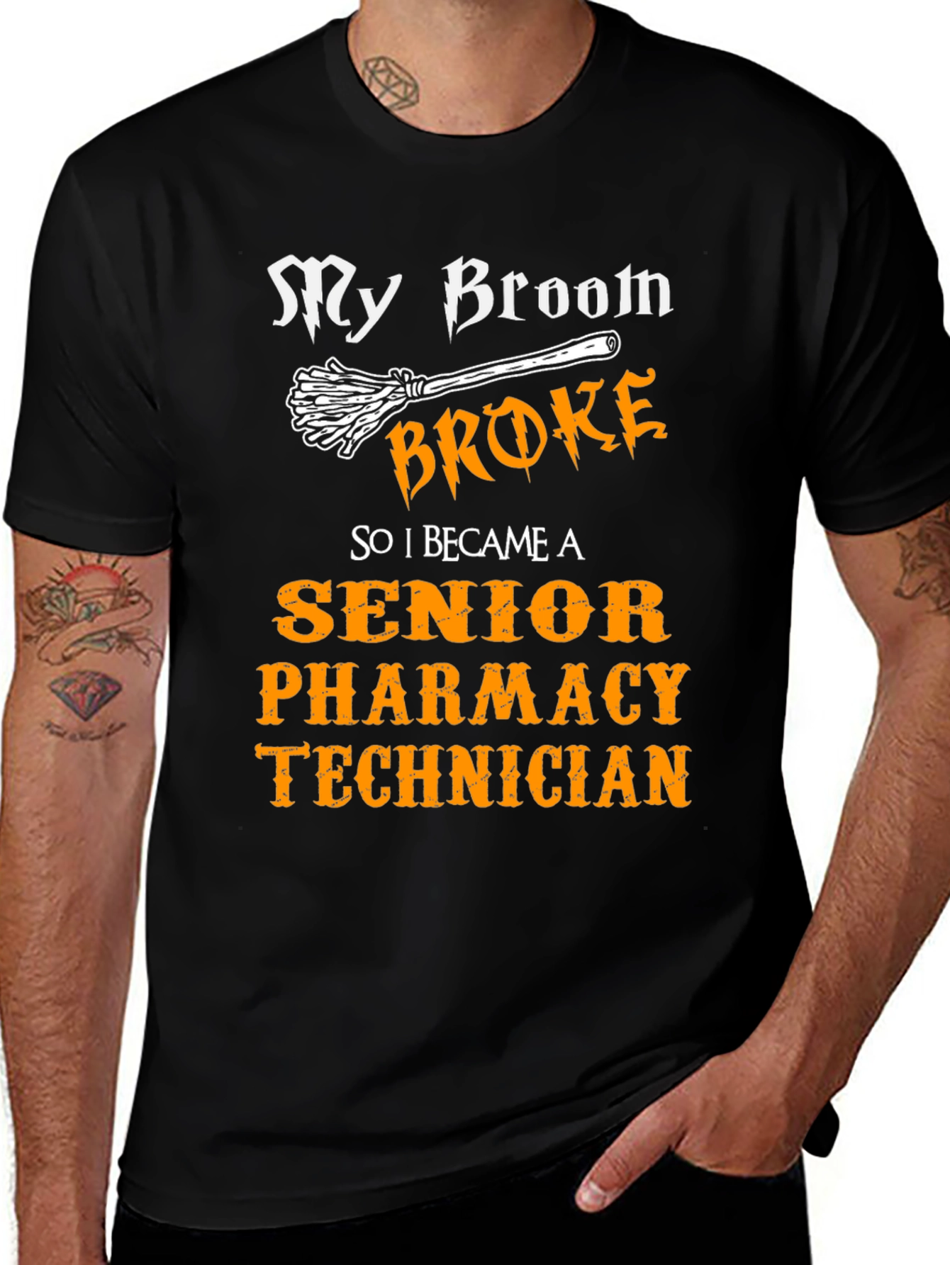 Senior Pharmacy Technician T-Shirt - Broom Graphic