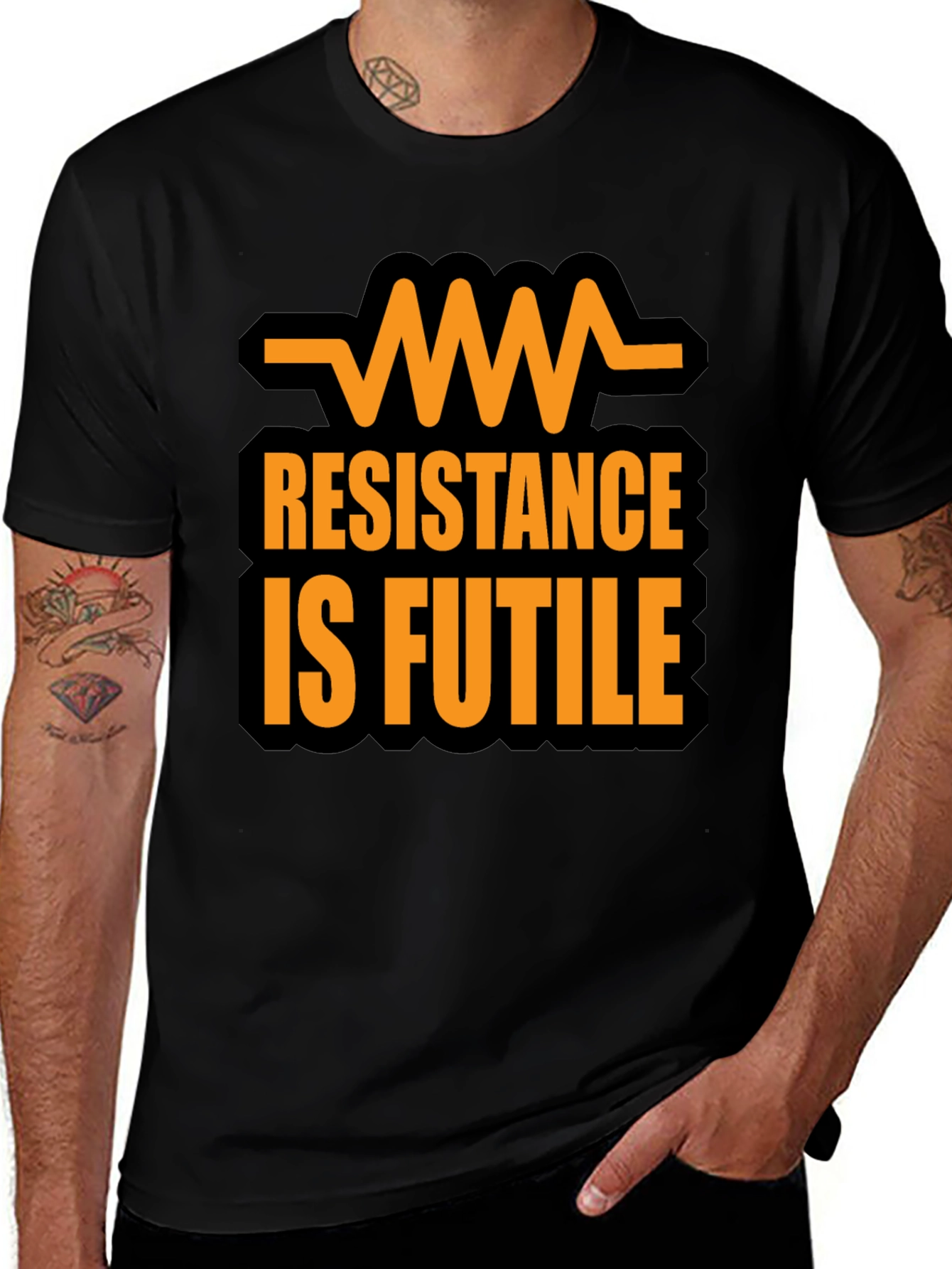 Resistance Is Futile Graphic T-Shirt - Black