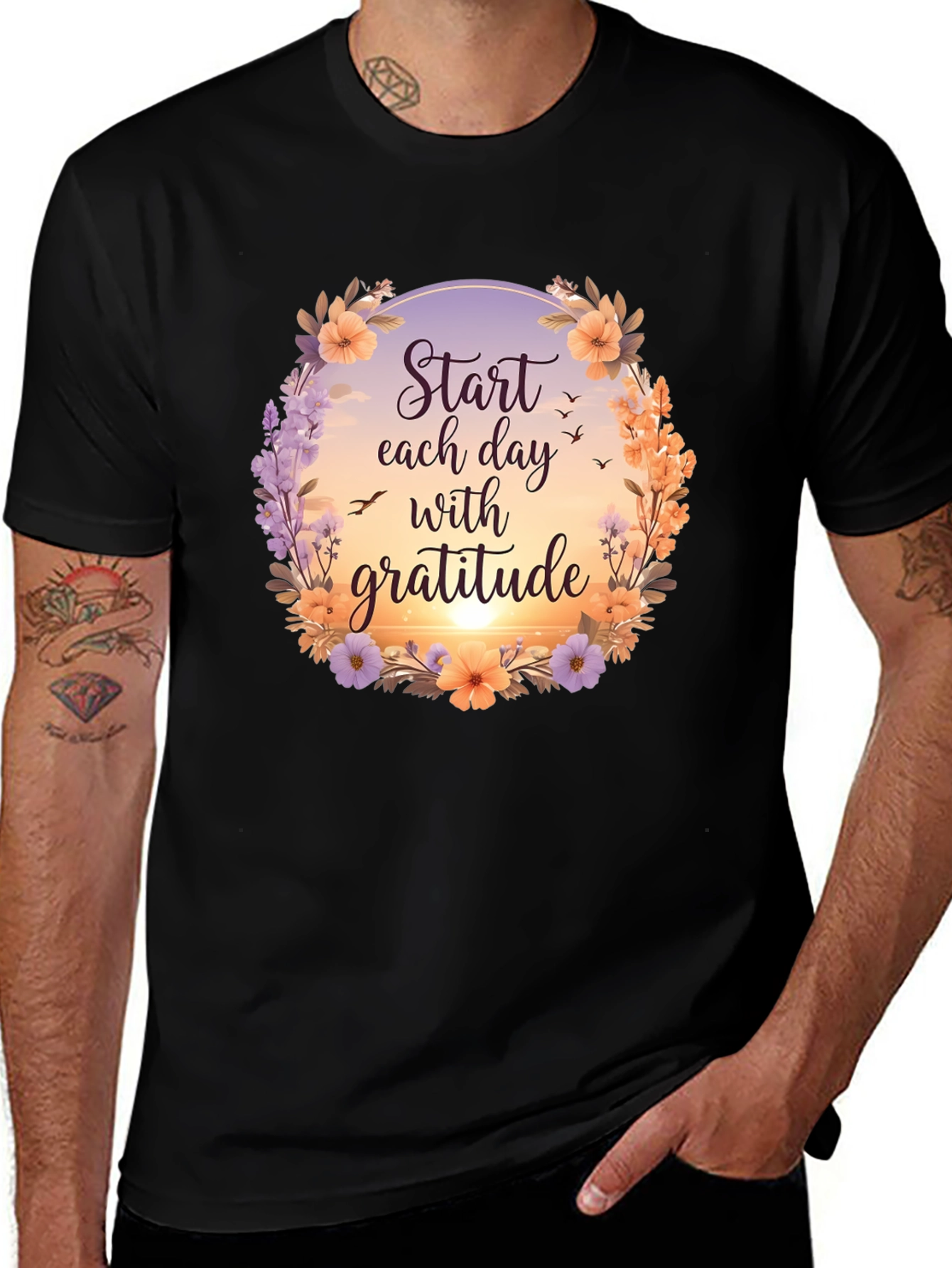 Gratitude Graphic Tee - Floral Inspirational Shirt