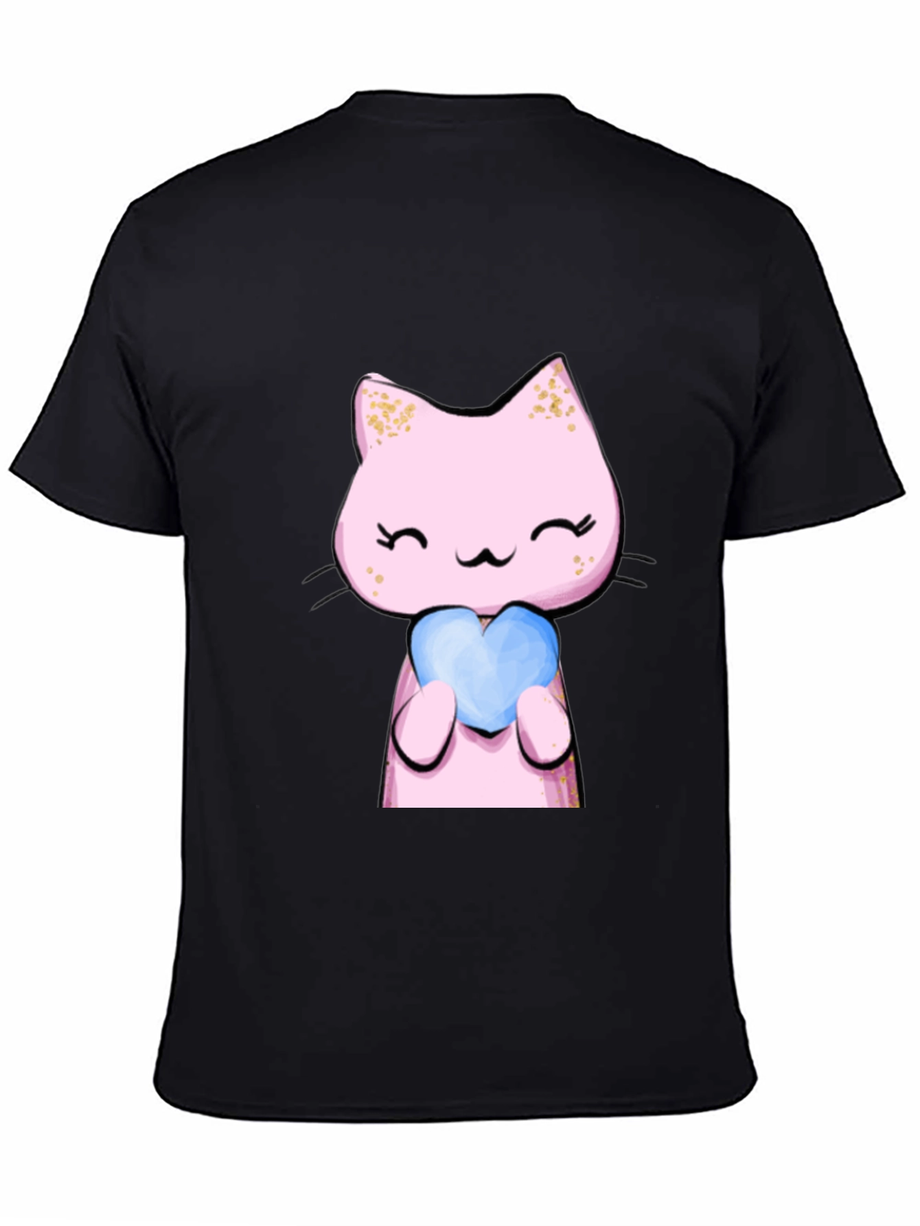 Cute Pink Cat Holding Heart T-Shirt