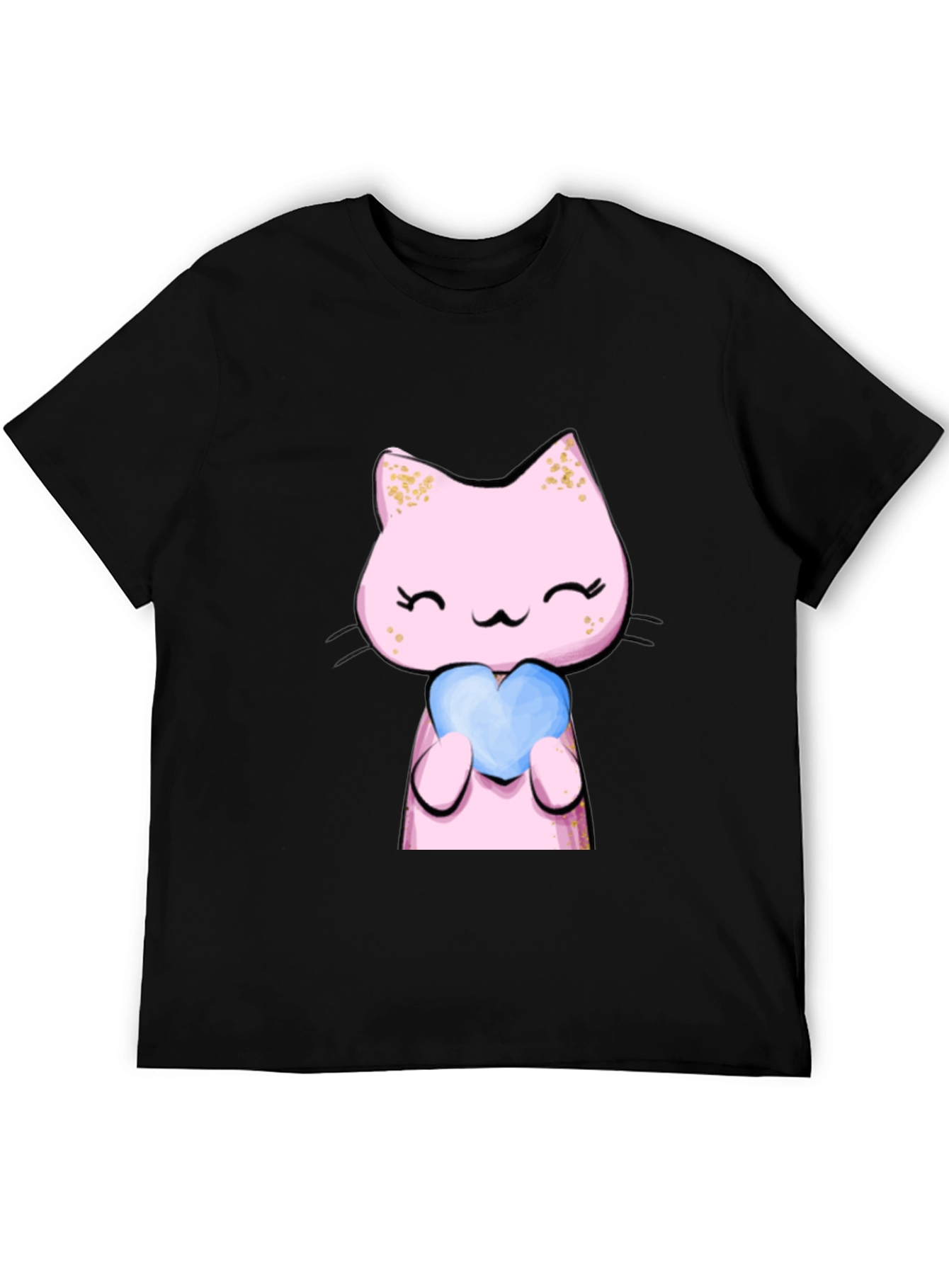 Cute Pink Cat Holding Heart T-Shirt