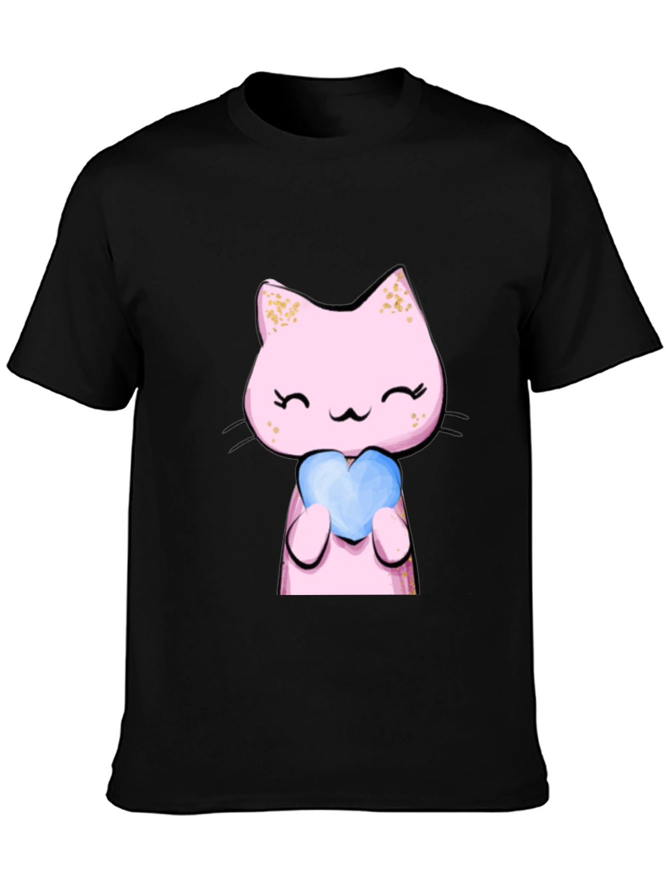 Cute Pink Cat Holding Heart T-Shirt