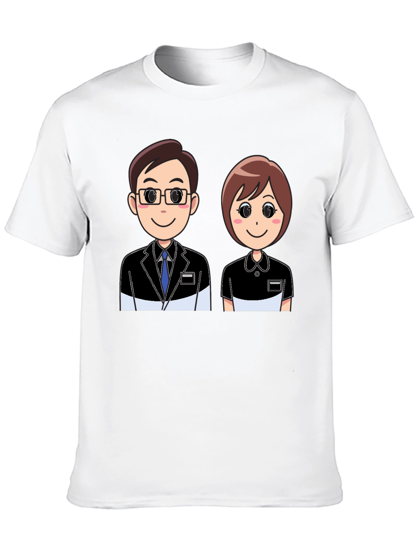 Cartoon Couple Graphic Black T-Shirt