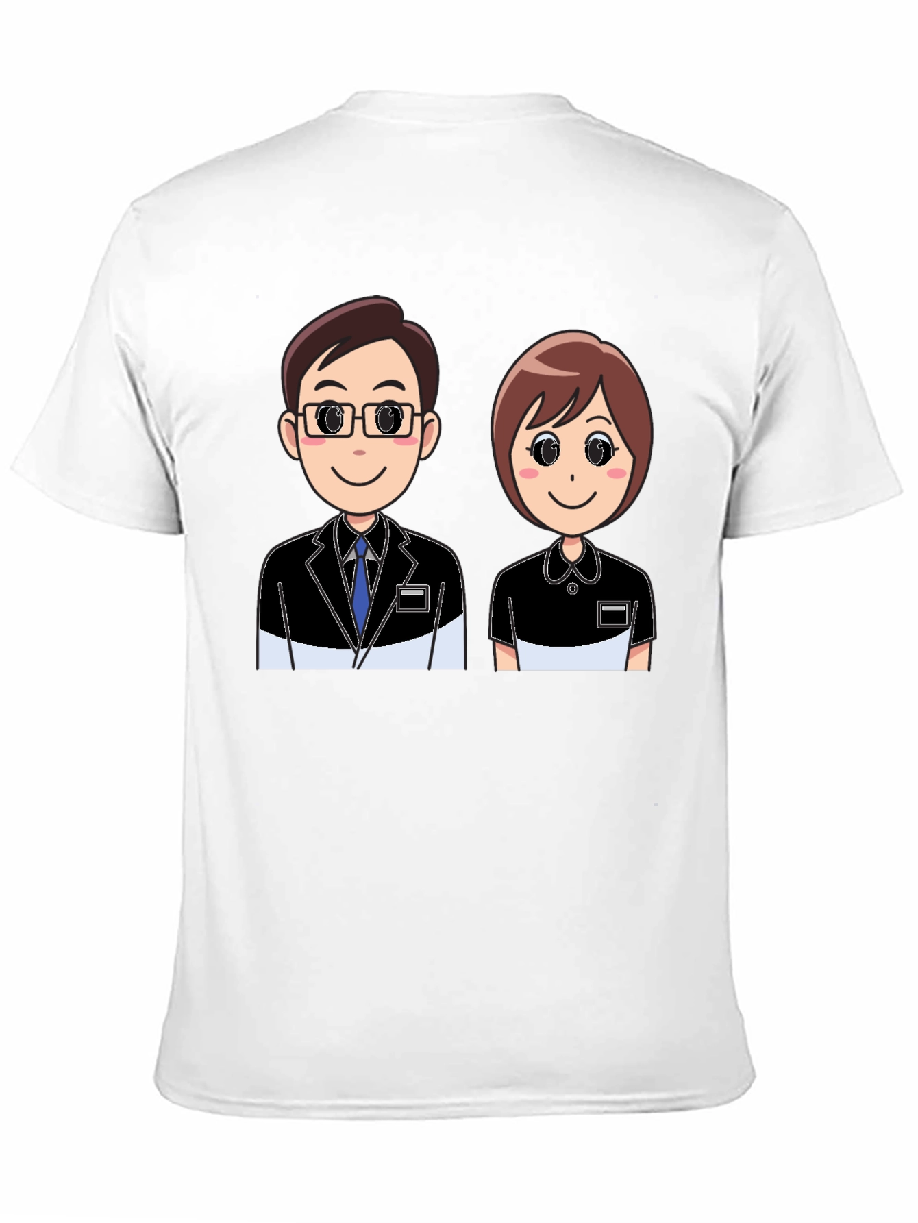 Cartoon Couple Graphic Black T-Shirt