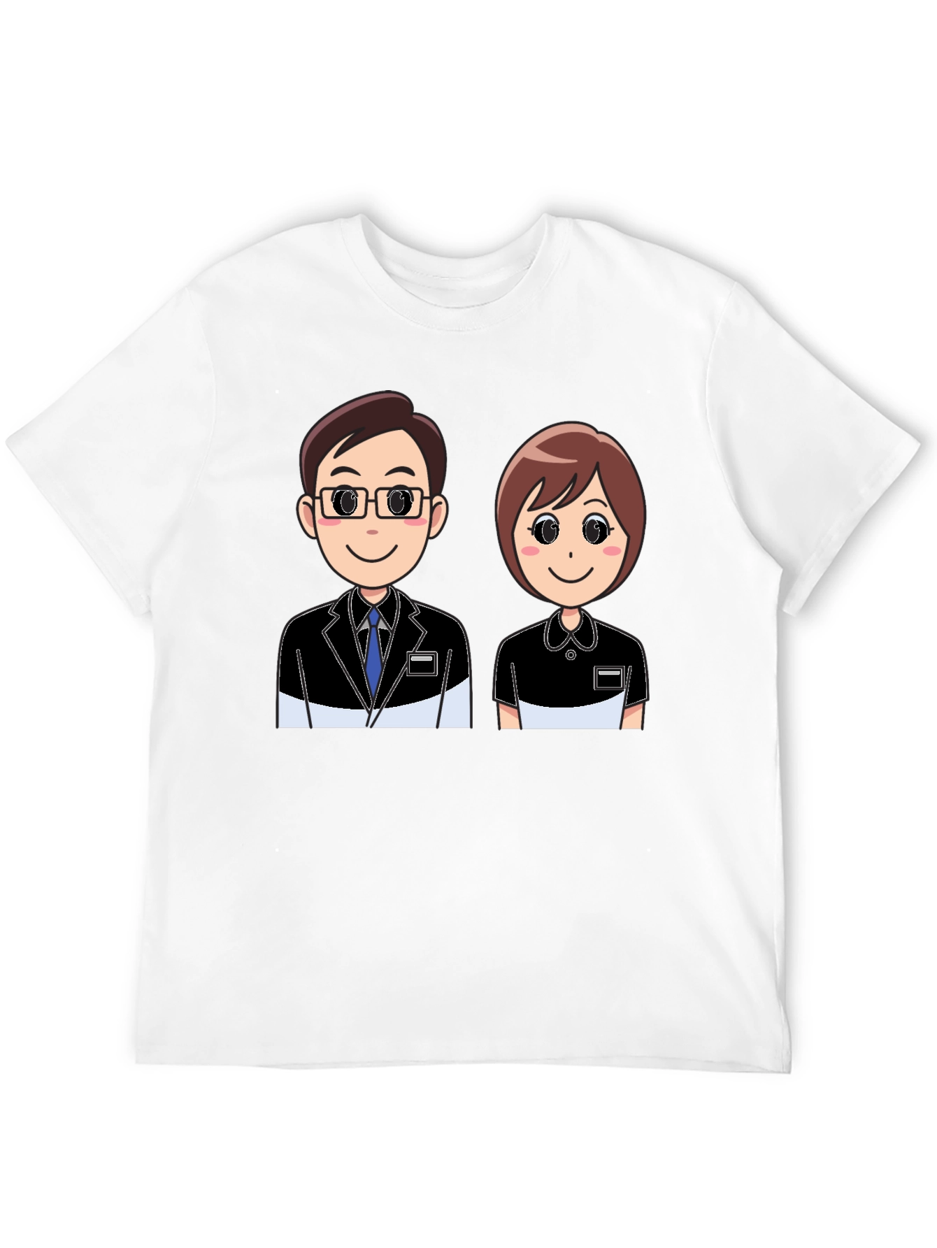 Cartoon Couple Graphic Black T-Shirt