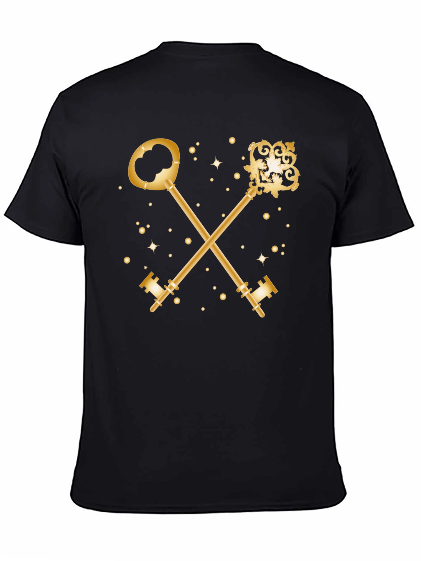 Gold Crossed Keys Graphic Black T-Shirt