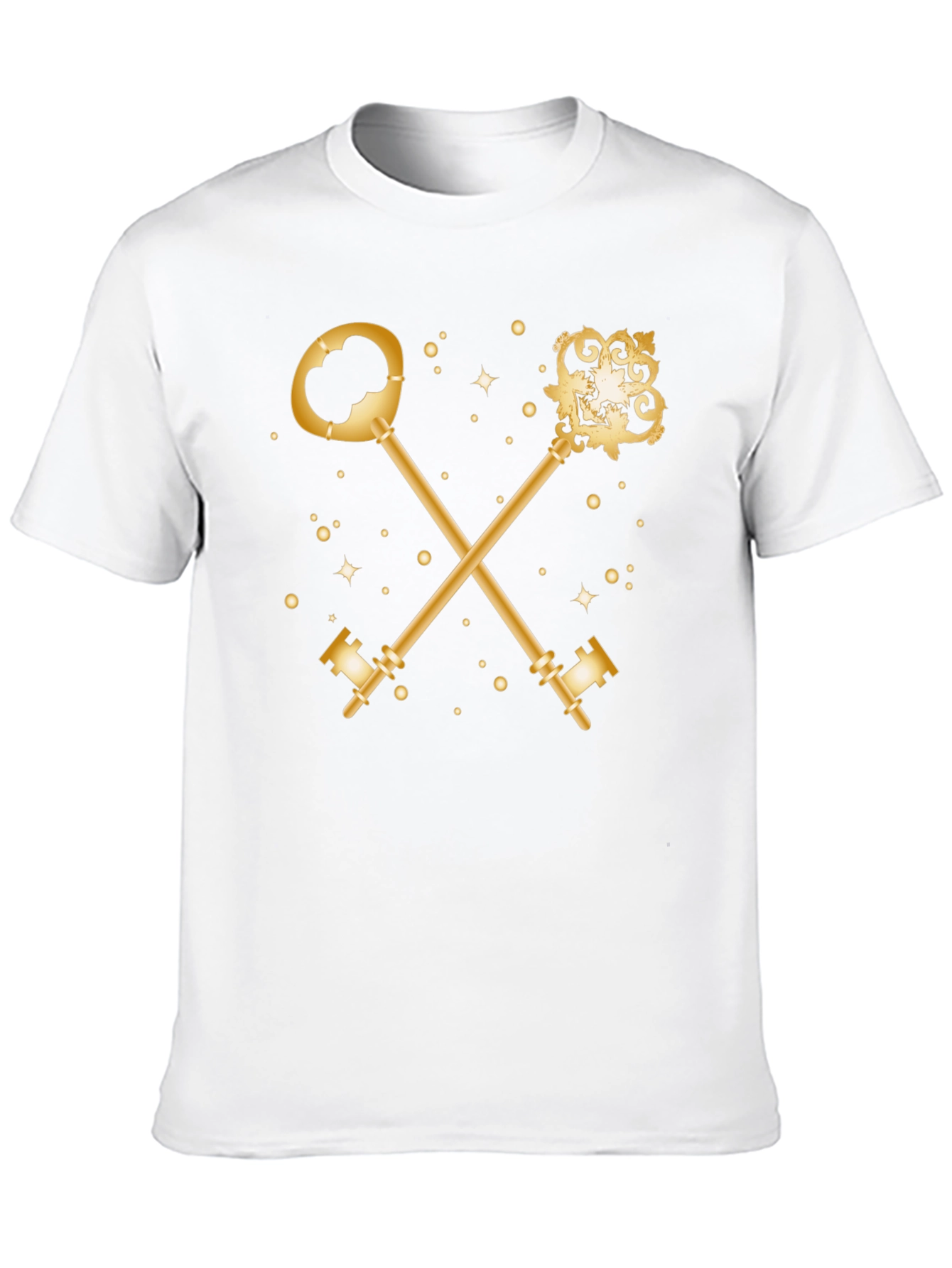 Gold Crossed Keys Graphic Black T-Shirt
