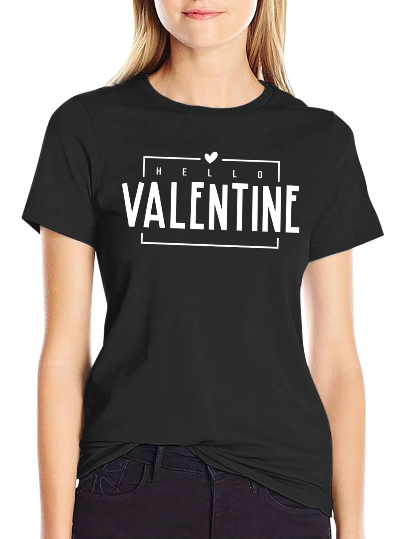 Hello Valentine Graphic T-Shirt - Black