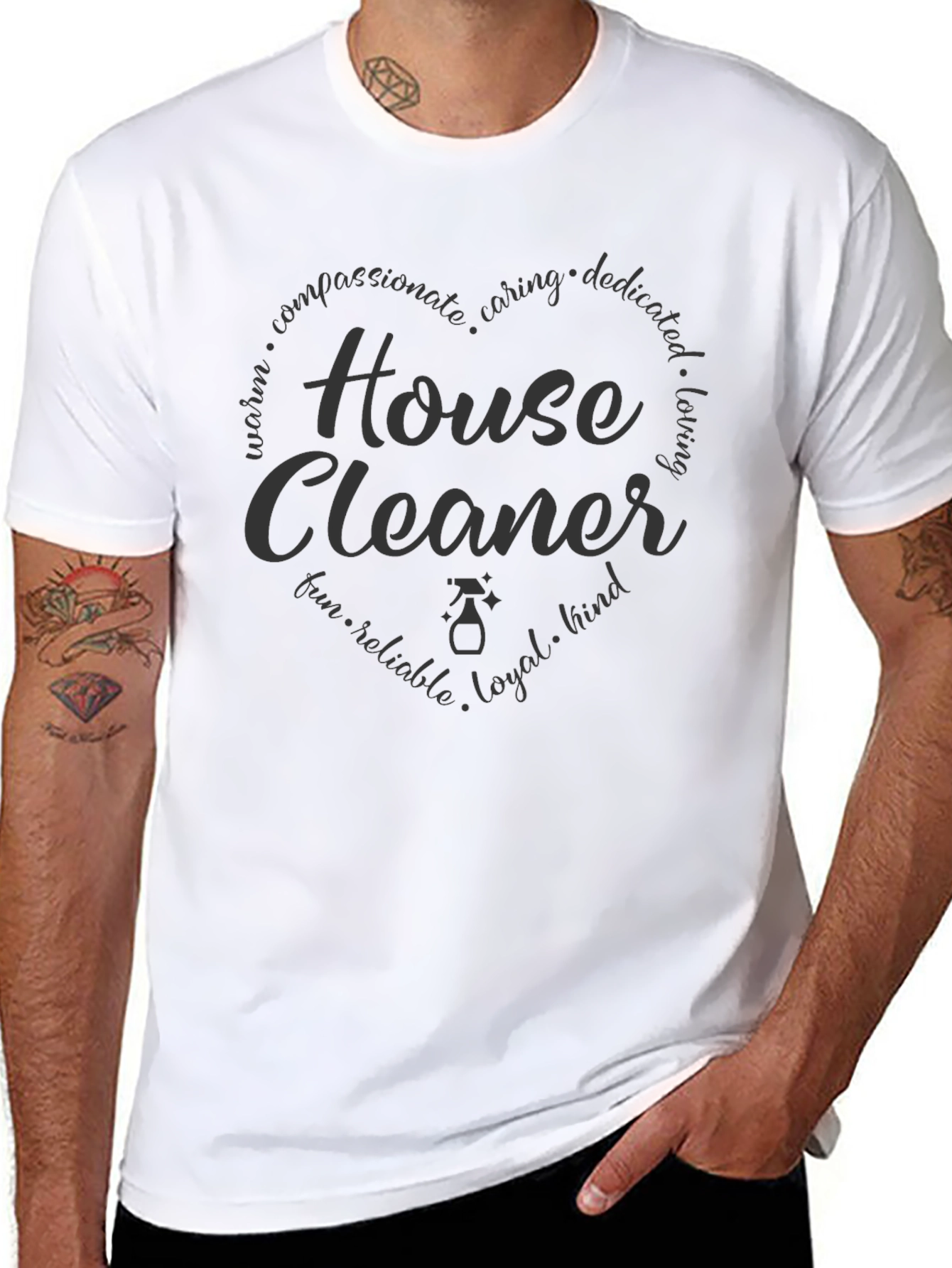 House Cleaner Graphic T-Shirt - Heart Design
