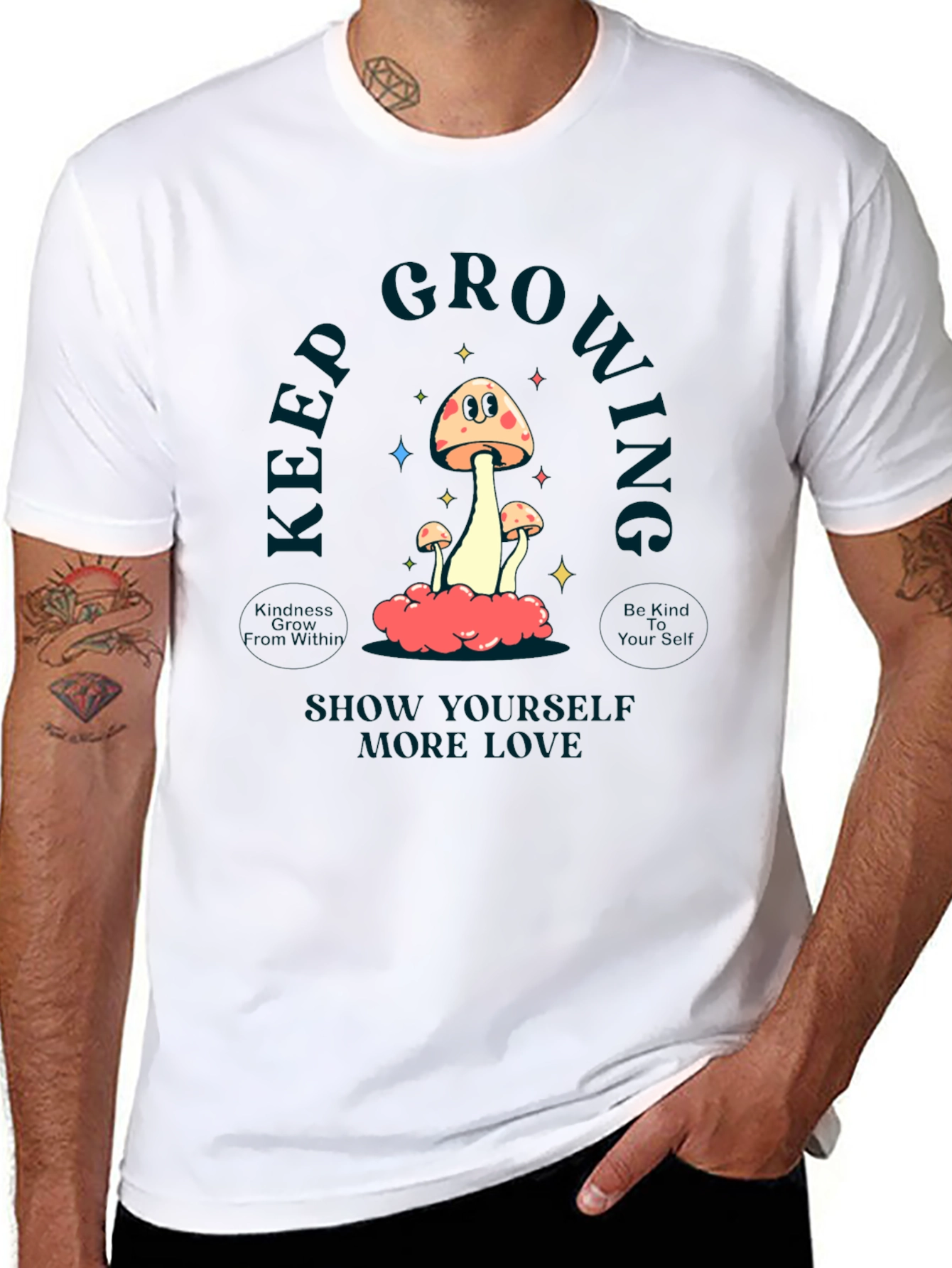 Keep Growing Mushroom Graphic Tee - Black