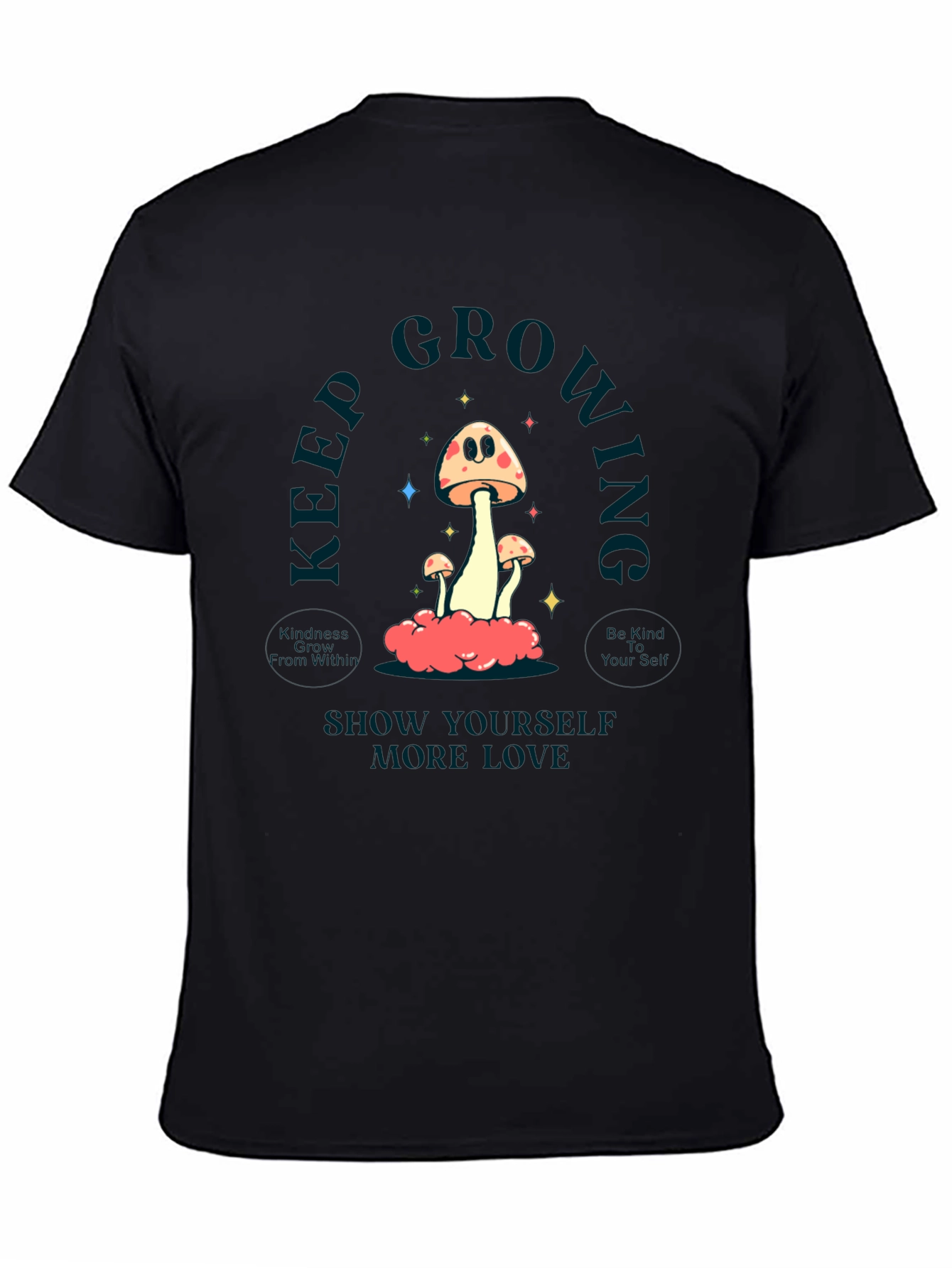 Keep Growing Mushroom Graphic Tee - Black