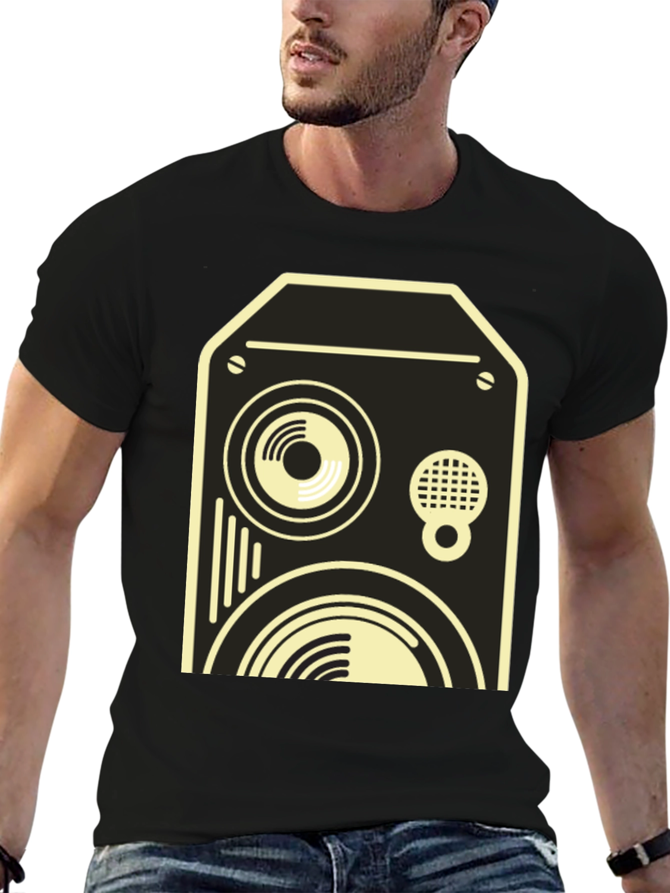 Retro Speaker Graphic Tee - Black