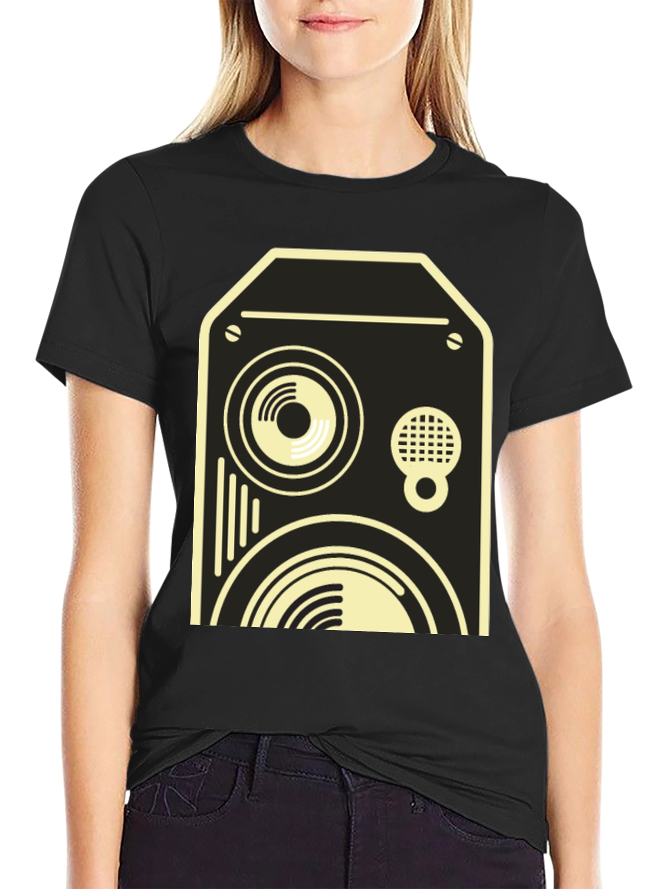 Retro Speaker Graphic Tee - Black