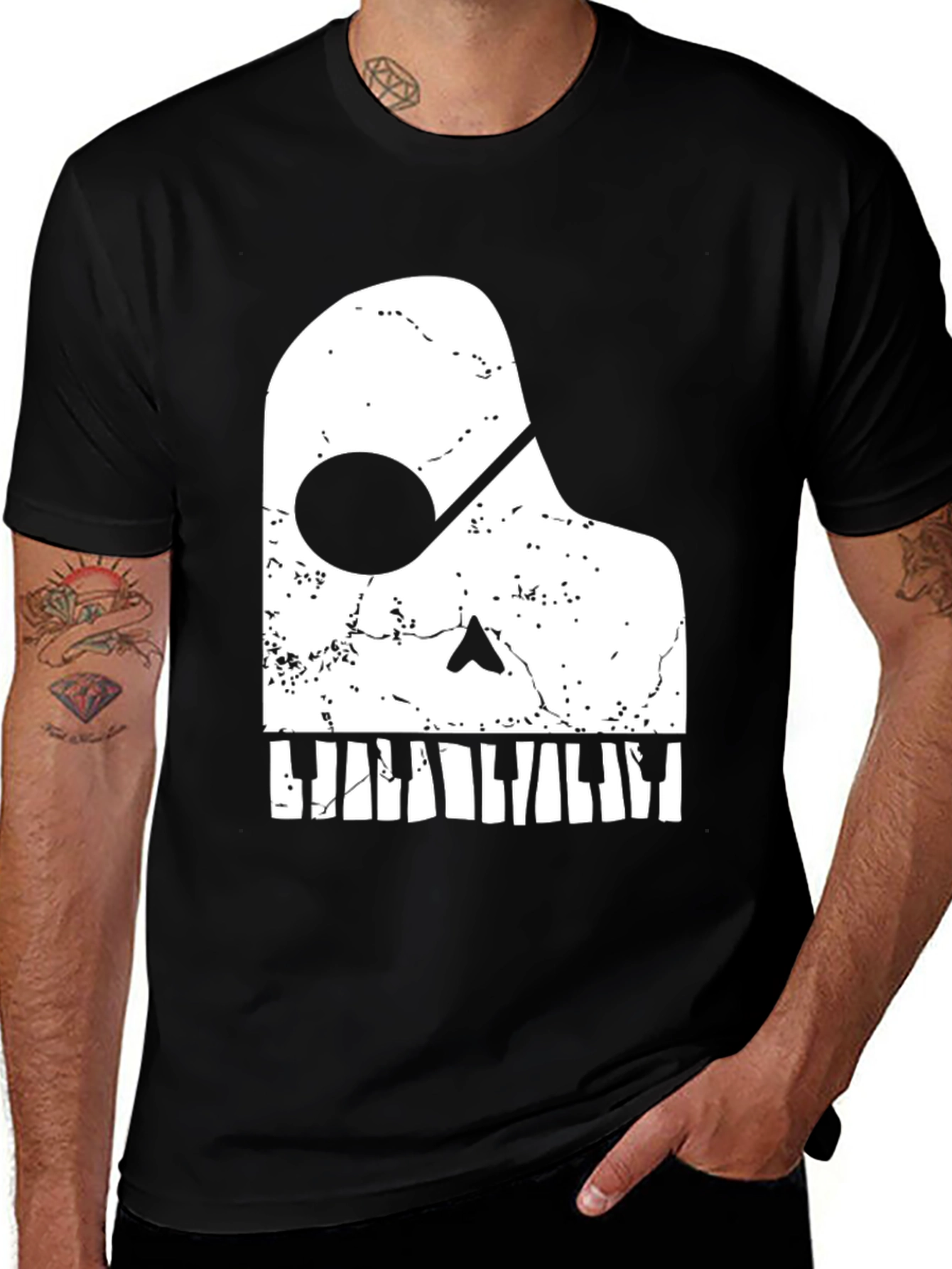 Piano Skull Graphic Tee - Music Lovers T-Shirt