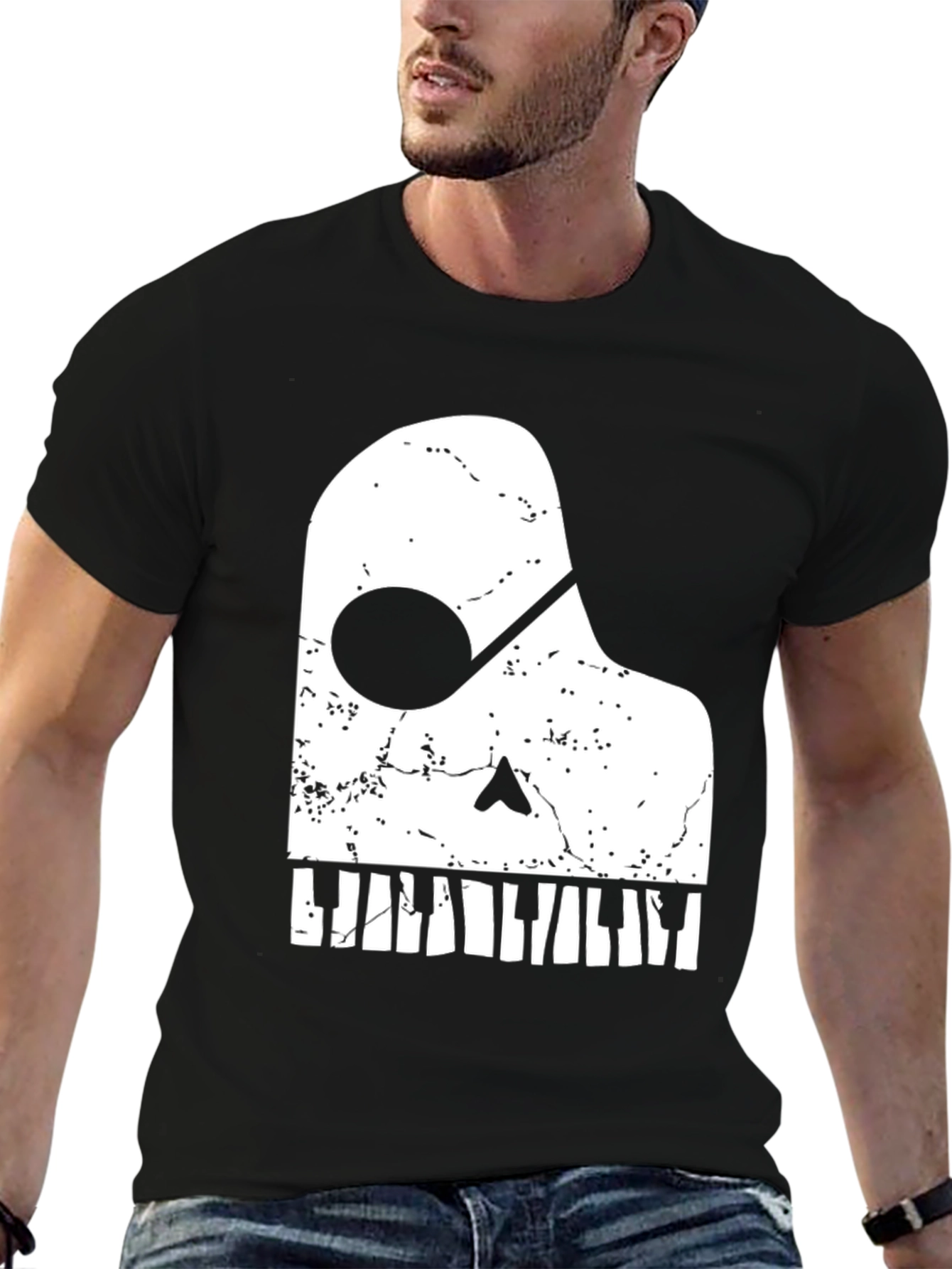 Piano Skull Graphic Tee - Music Lovers T-Shirt