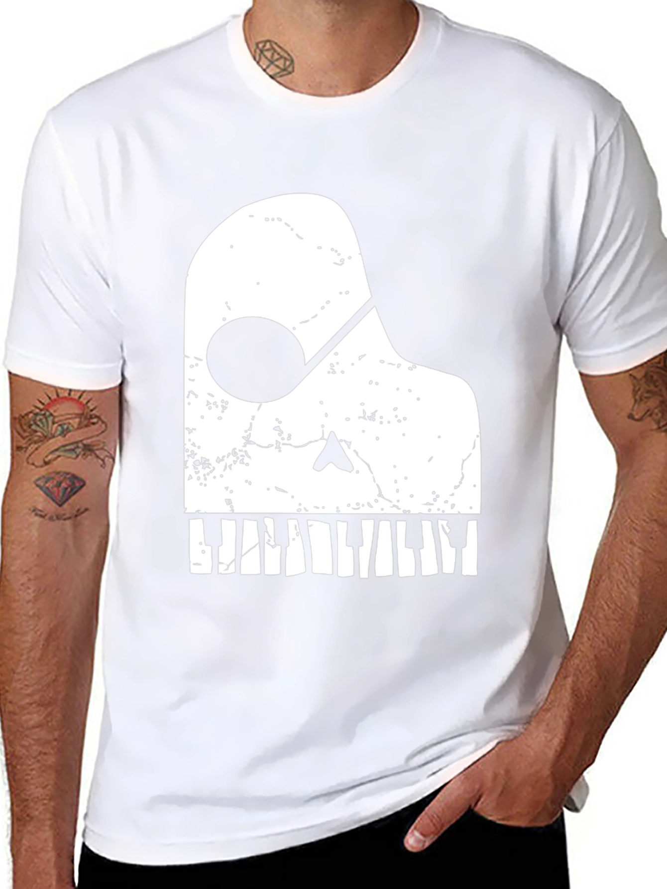 Piano Skull Graphic Tee - Music Lovers T-Shirt