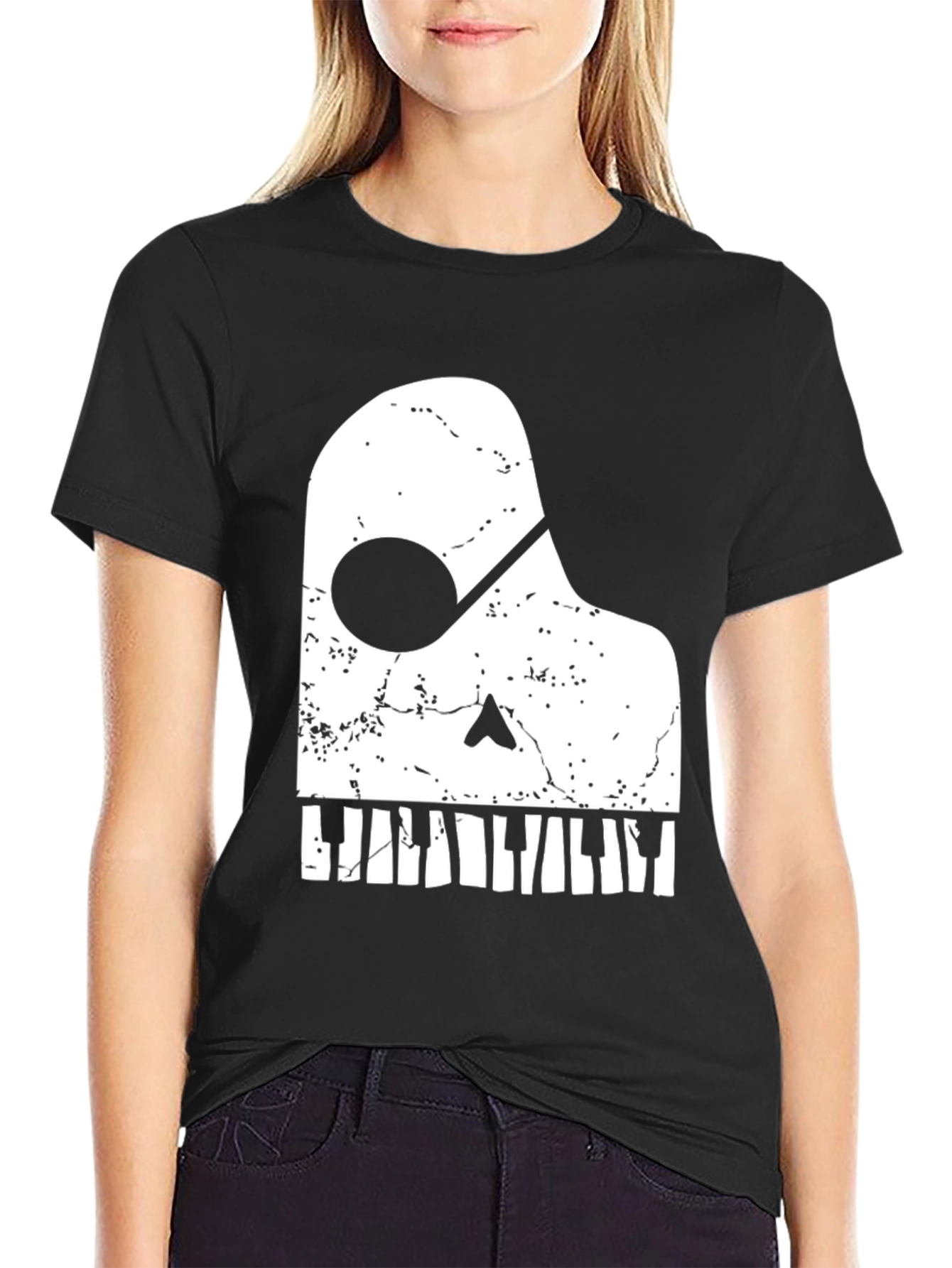 Piano Skull Graphic Tee - Music Lovers T-Shirt