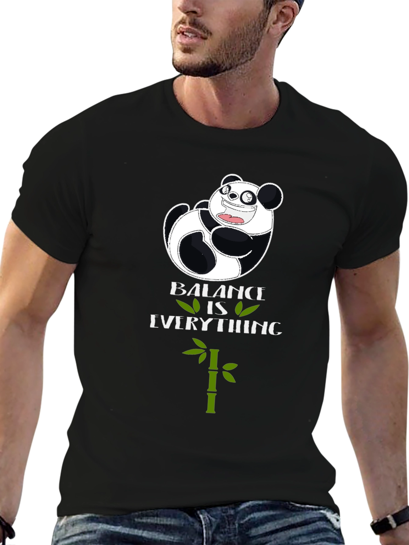 Panda Balance is Everything Black T-Shirt
