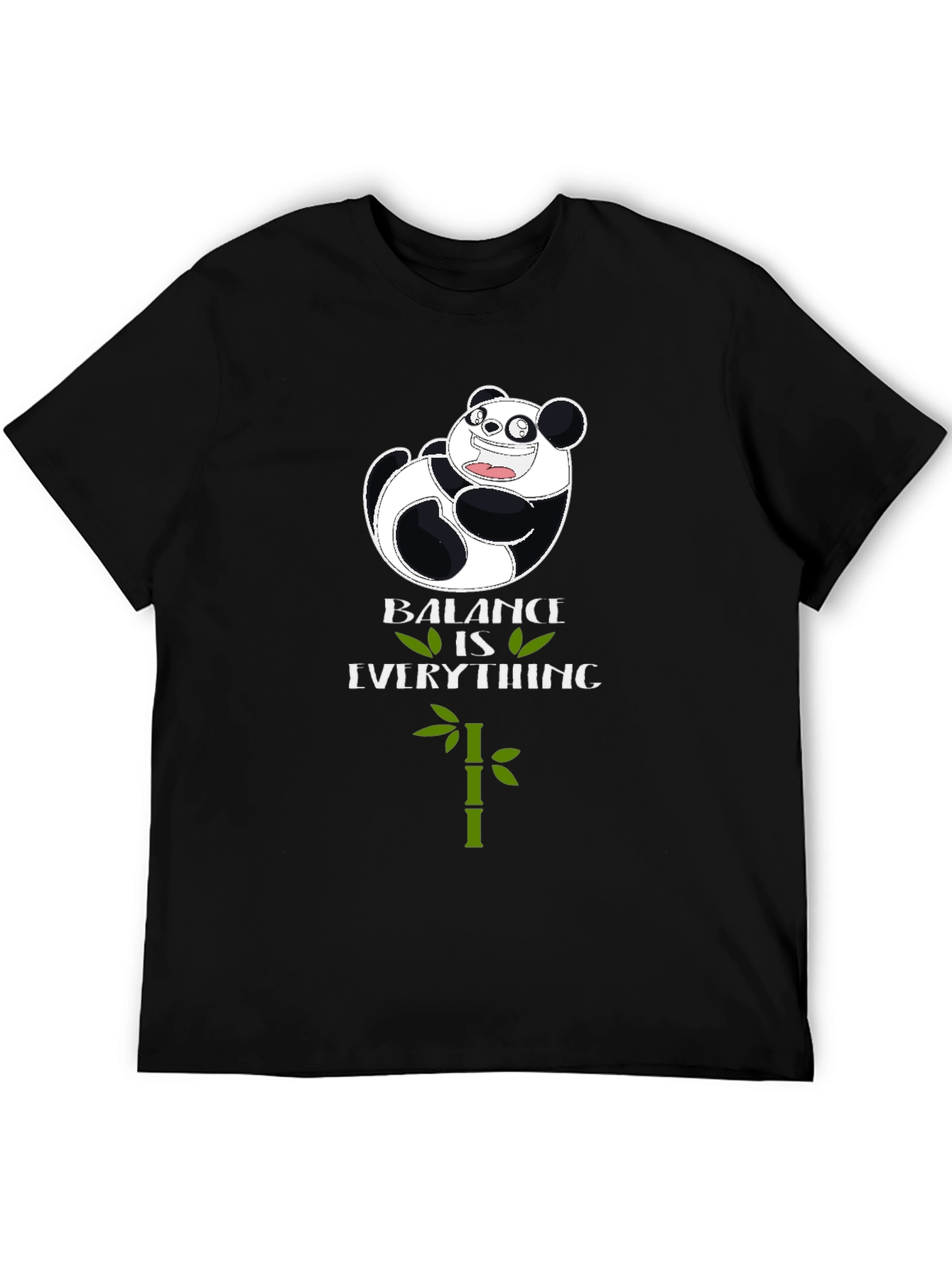 Panda Balance is Everything Black T-Shirt