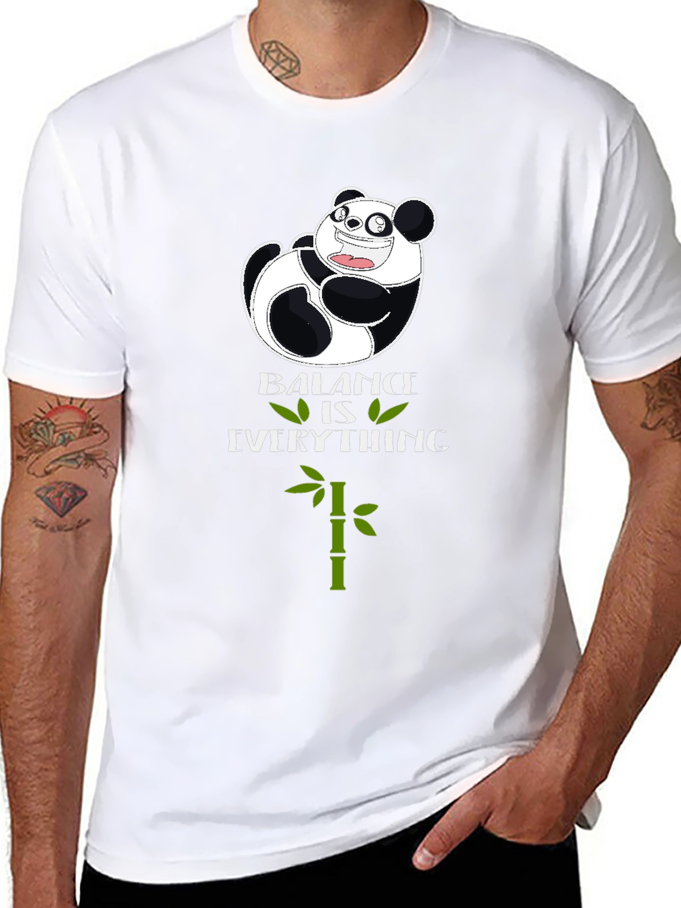Panda Balance is Everything Black T-Shirt