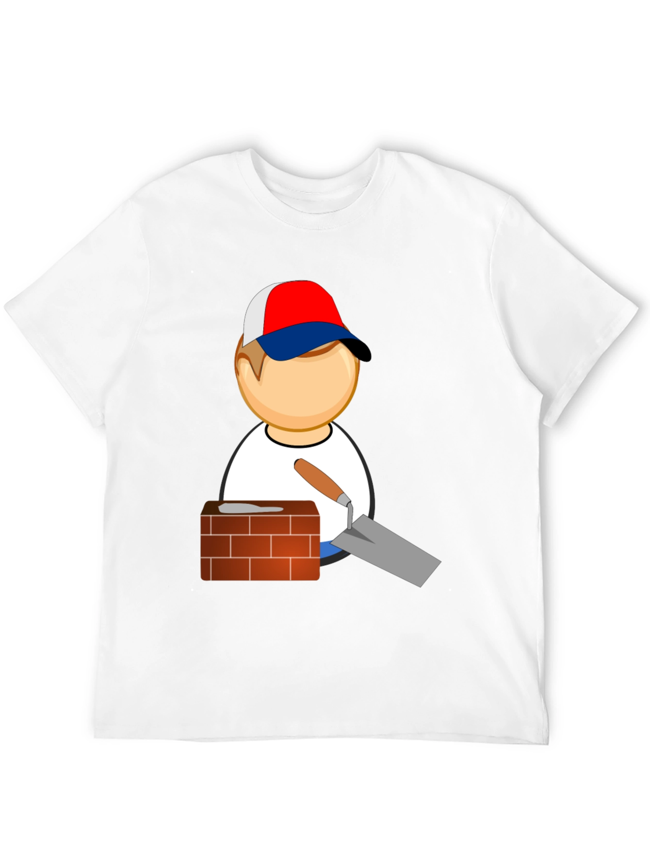 Bricklayer Cartoon Black T-Shirt