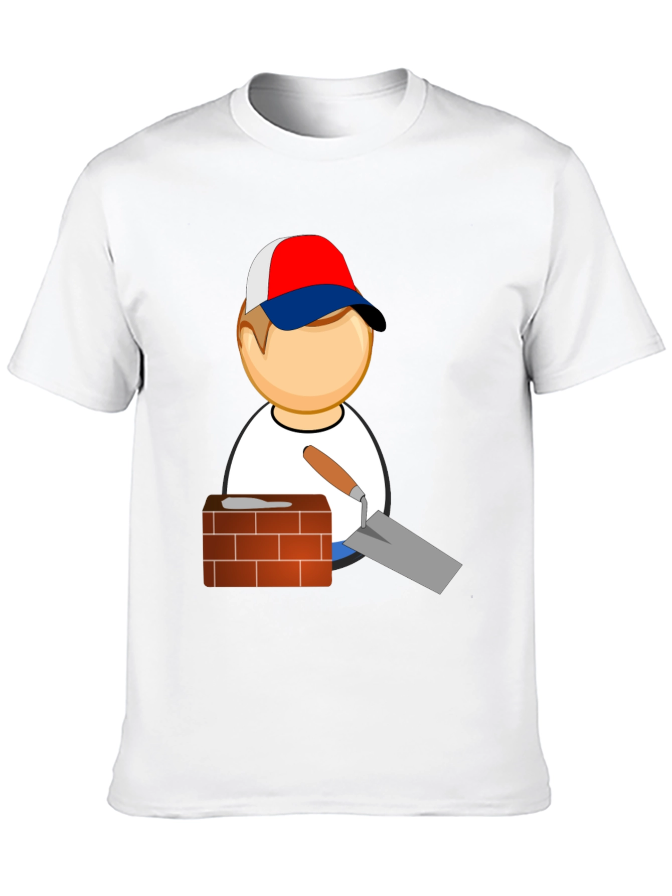 Bricklayer Cartoon Black T-Shirt