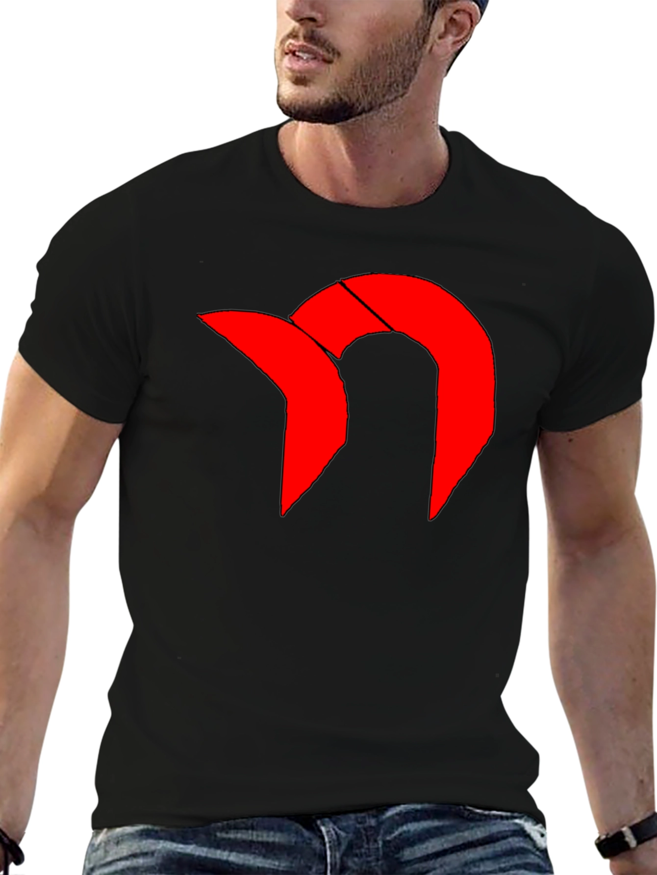 Bold Graphic Tee - Red Icon on Black