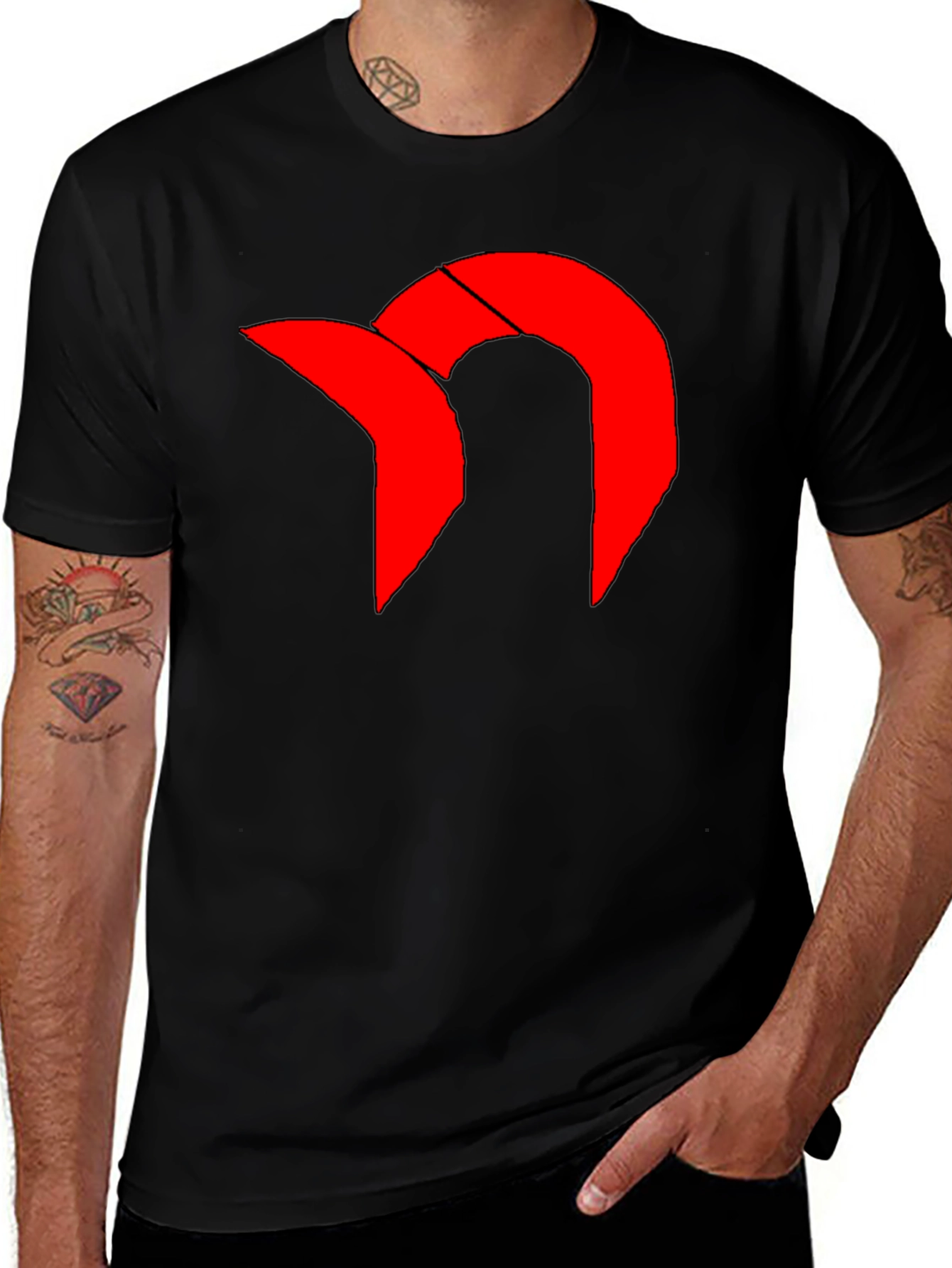Bold Graphic Tee - Red Icon on Black